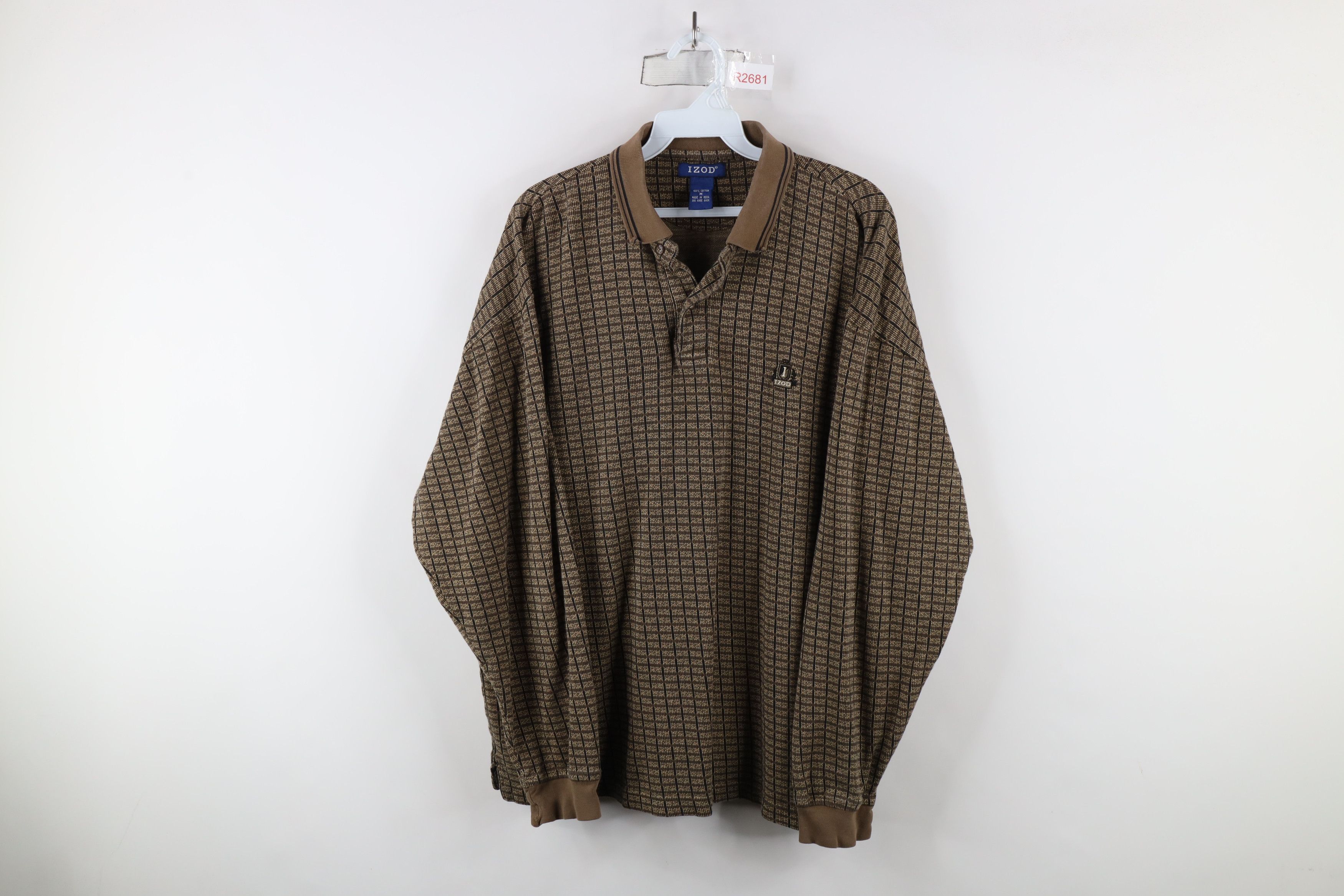 Vintage Vintage 90s Streetwear Checkered Knit Long Sleeve Polo Shirt Size US M / EU 48-50 / 2 - 1 Thumbnail