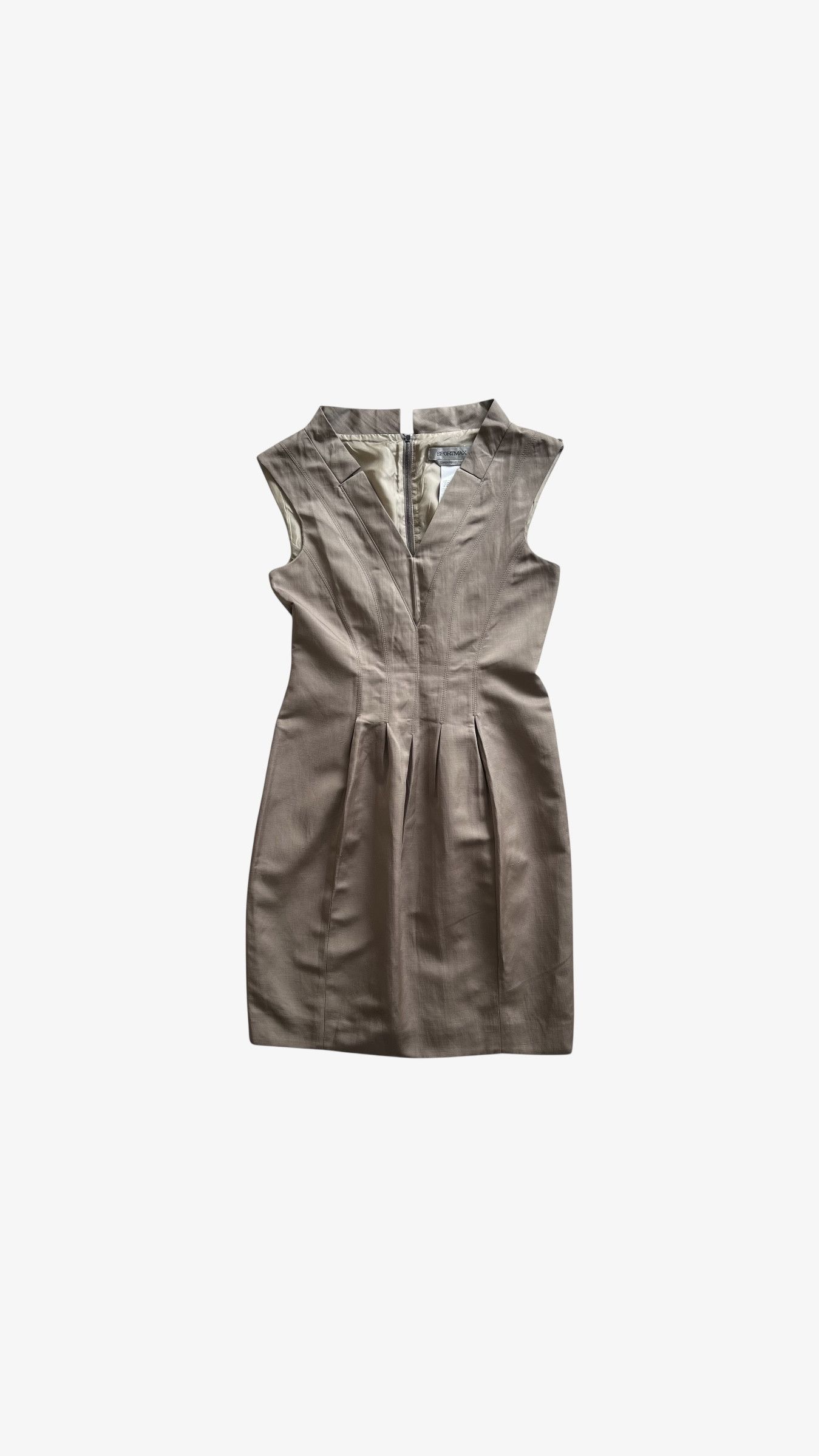 Vintage Y2K Women's Max Mara Sportmax Linen Beige Dress
