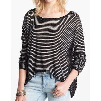 Free People NWT Free People Black Lace Inset Slouchy Linen Blend Top | B Size S / US 4 / IT 40 - 11 Thumbnail