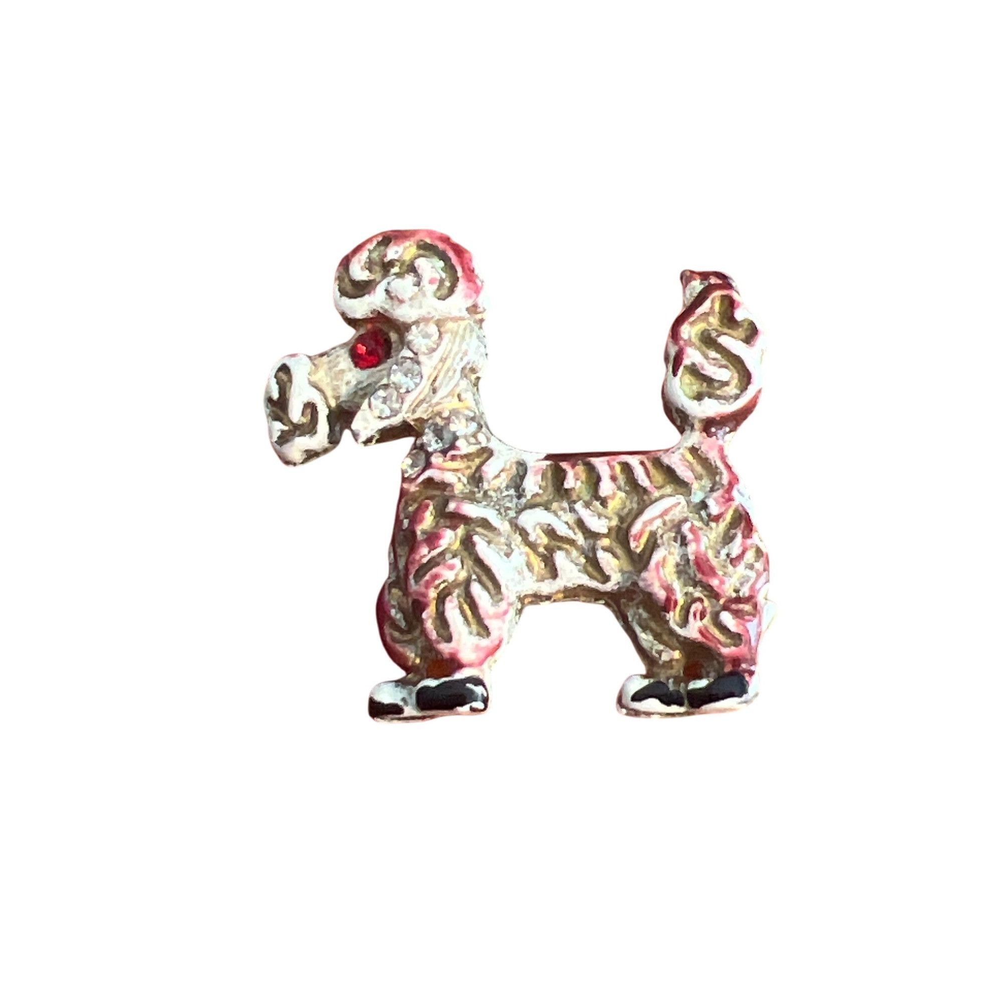 Other Vintage MCM Poodle Lapel Pin Brooch Gold Tone White Red Blac Size ONE SIZE - 1 Thumbnail