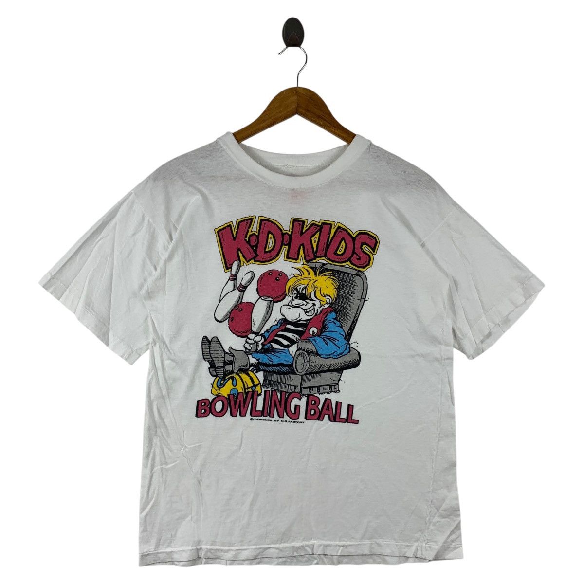 Vintage Vintage K.D KIDS bowling ball art printed tee Size US S / EU 44-46 / 1 - 1 Thumbnail