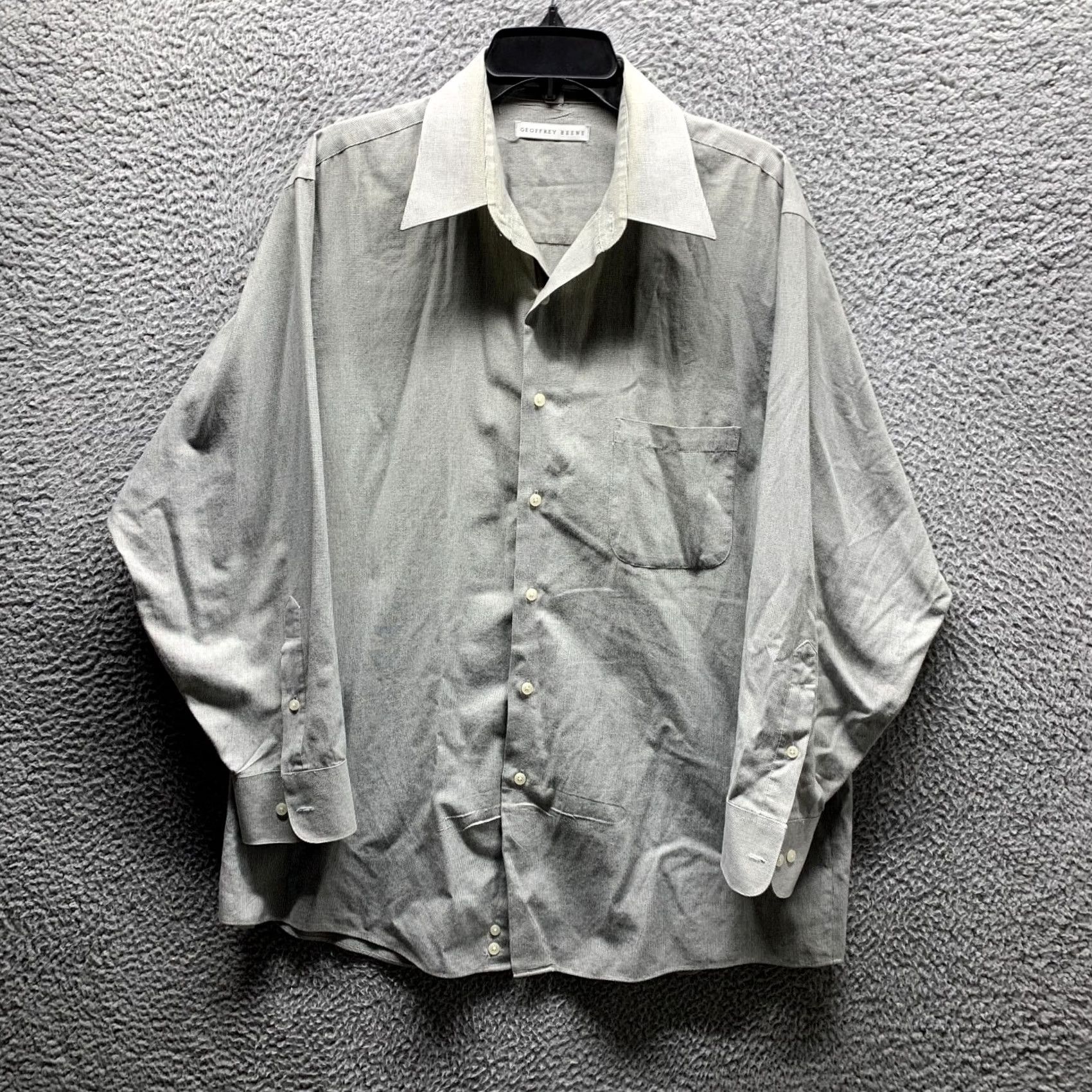 Geoffrey Beene Geoffrey Beene Shirt Mens 16.5 Large Gray Oxford Cotton Button-Up Vintage 80s 90s Casual Regular Collar Mens Size US XL / EU 56 / 4 - 2 Thumbnail