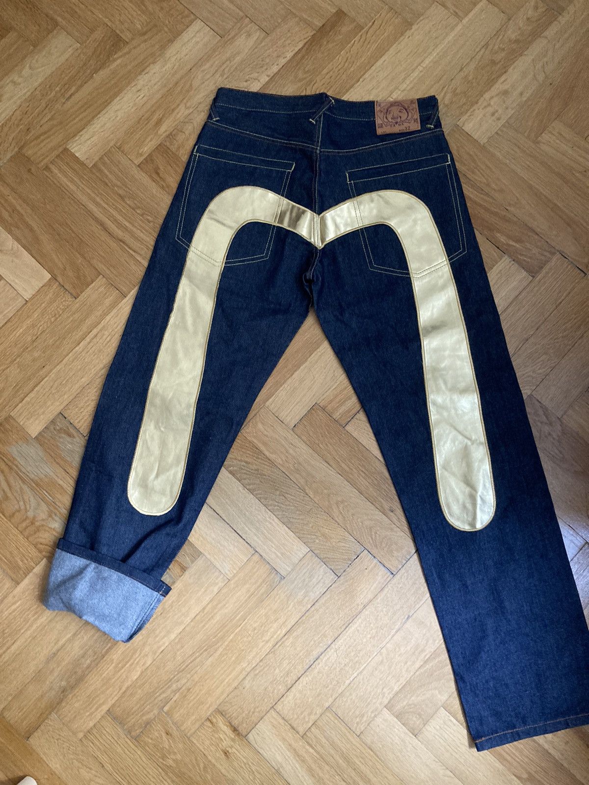 Pre-owned Evisu Selvedge Jeans – Gold In Indigo