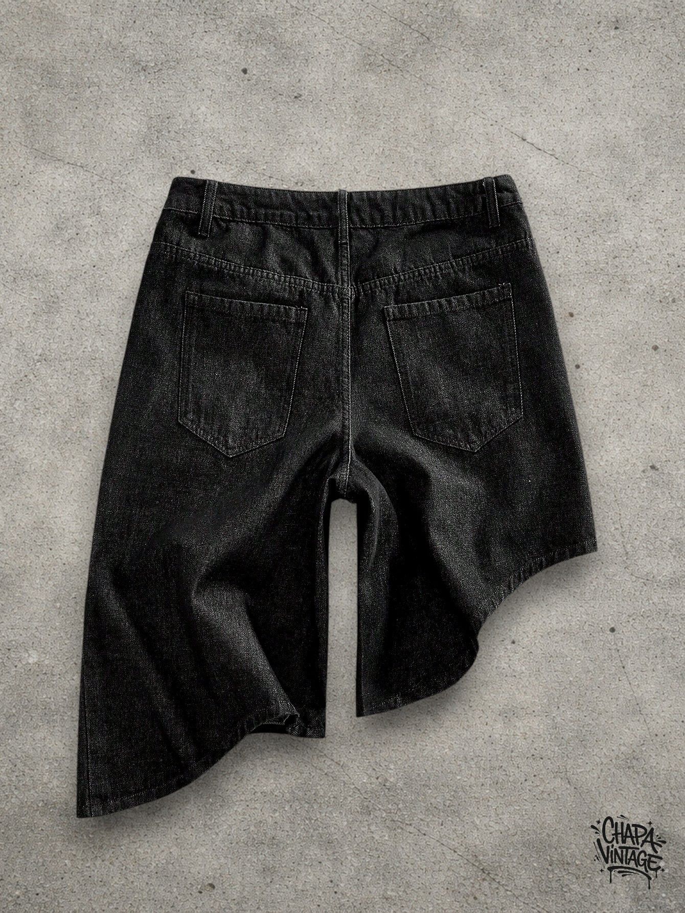 Japanese Brand Asymmetric denim shorts Size US 32 / EU 48 - 2 Thumbnail