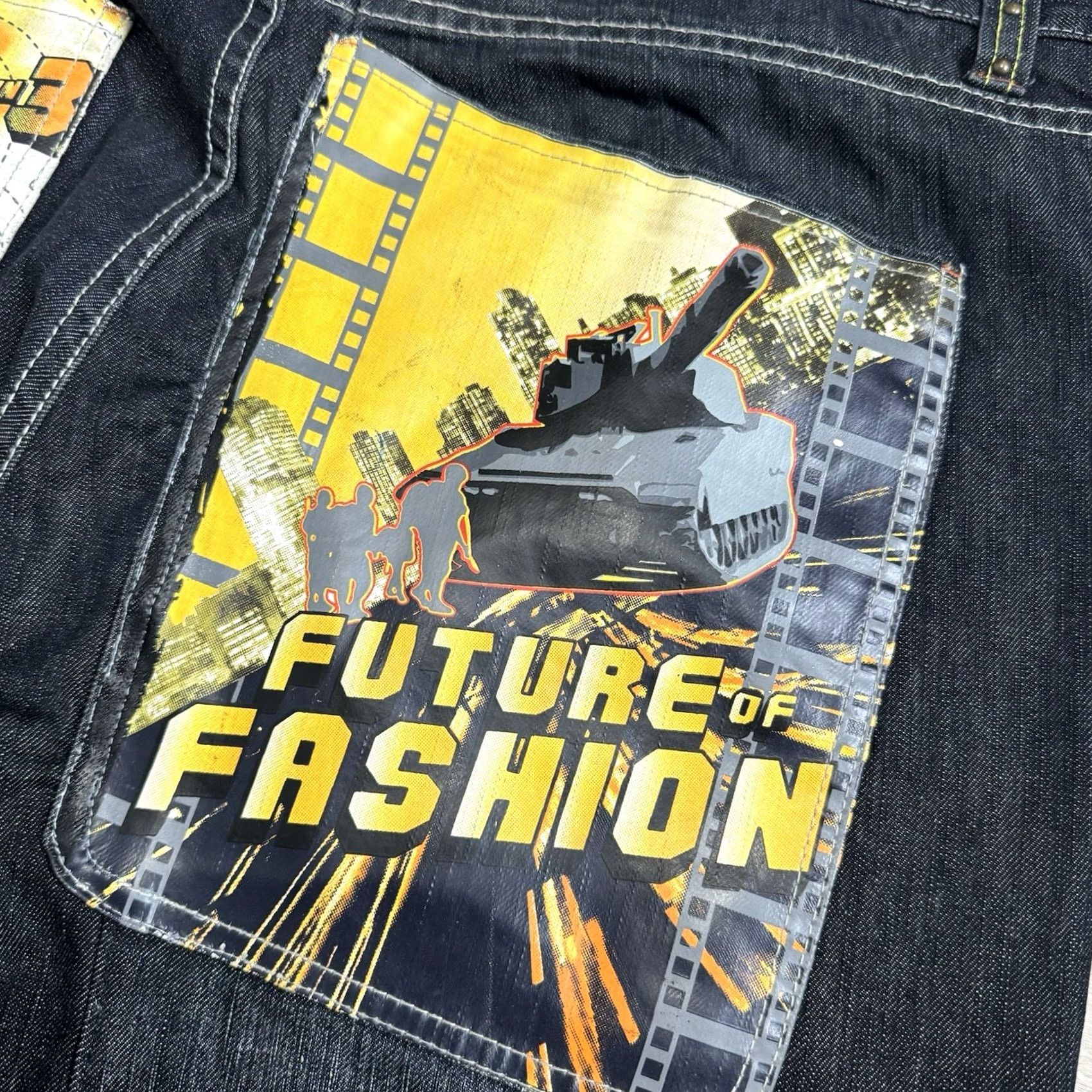 JNCO Miskeen Jeans Baggy Denim Embroidered Pockets 40x33 Men's Jeans Baggy / saggy Size US 40 / EU 56 - 3 Thumbnail