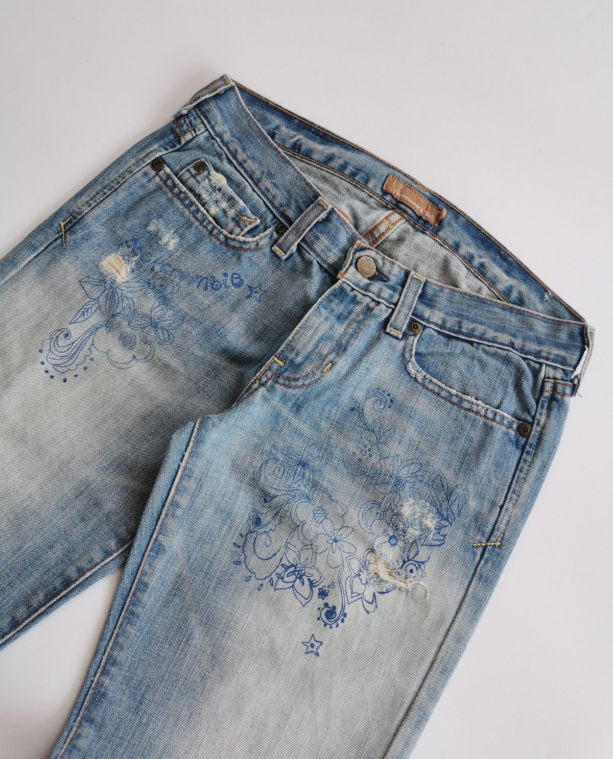 Vintage Vintage Bootcut Abercrombie Flowers Print Distressed Jeans Size 28" / US 6 / IT 42 - 3 Thumbnail