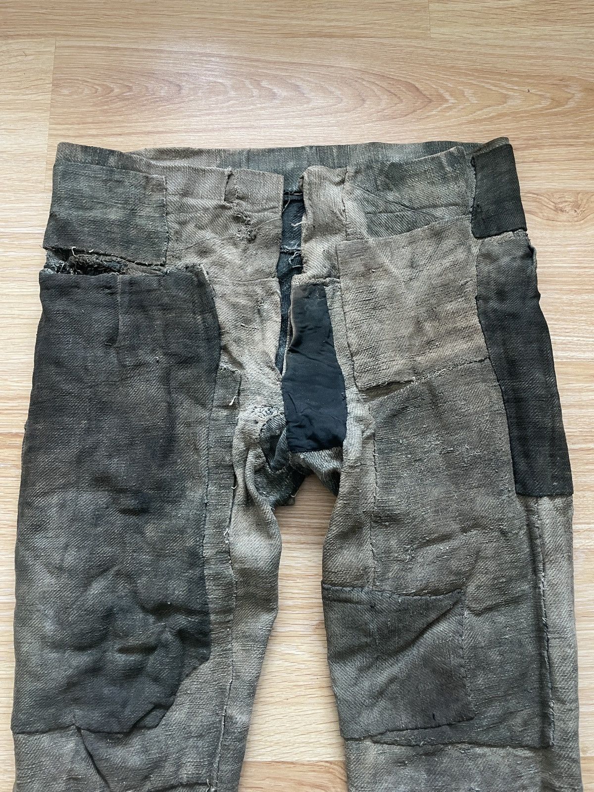 Vintage 1890-1910 Shepherds Pants (hemp + linen Shuttle loom woven) Size US 34 / EU 50 - 5 Thumbnail