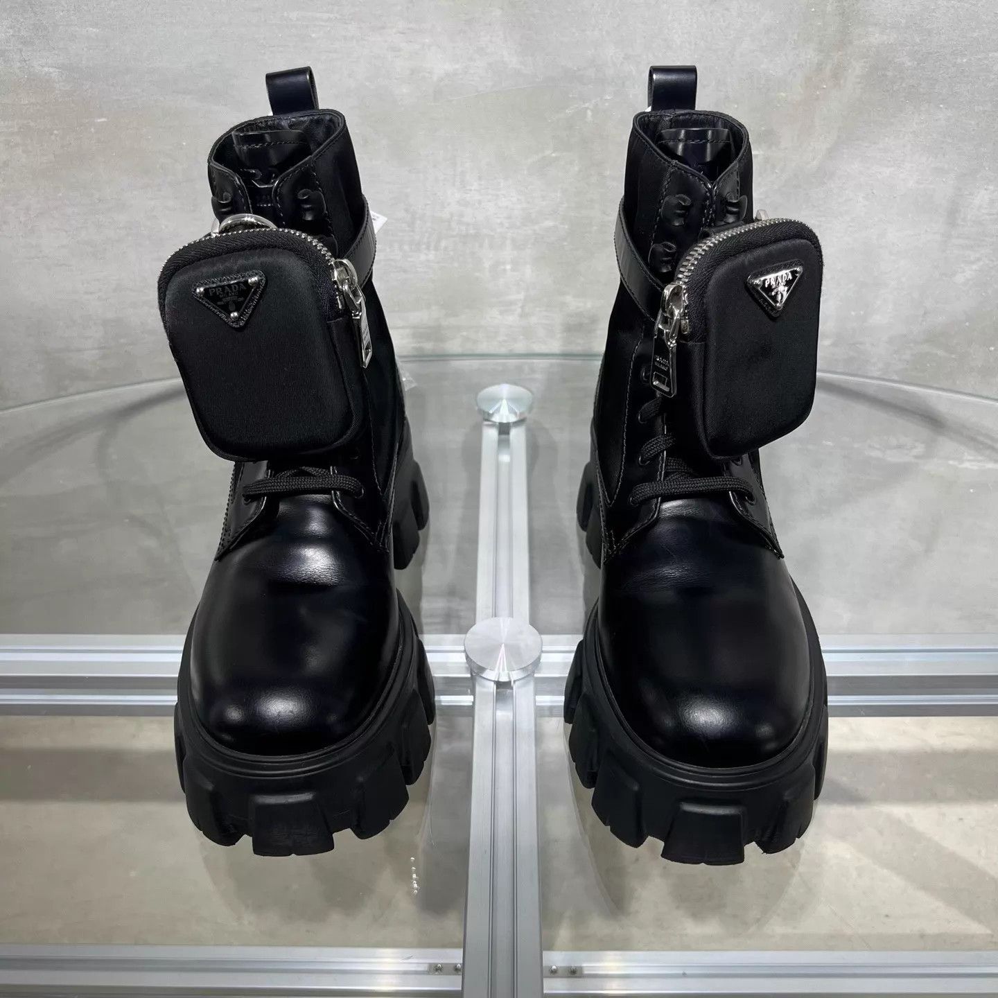 Prada Prada Monolith triangle logo high-top platform boots 38 Size US 7.5 / IT 37.5 - 1 Thumbnail