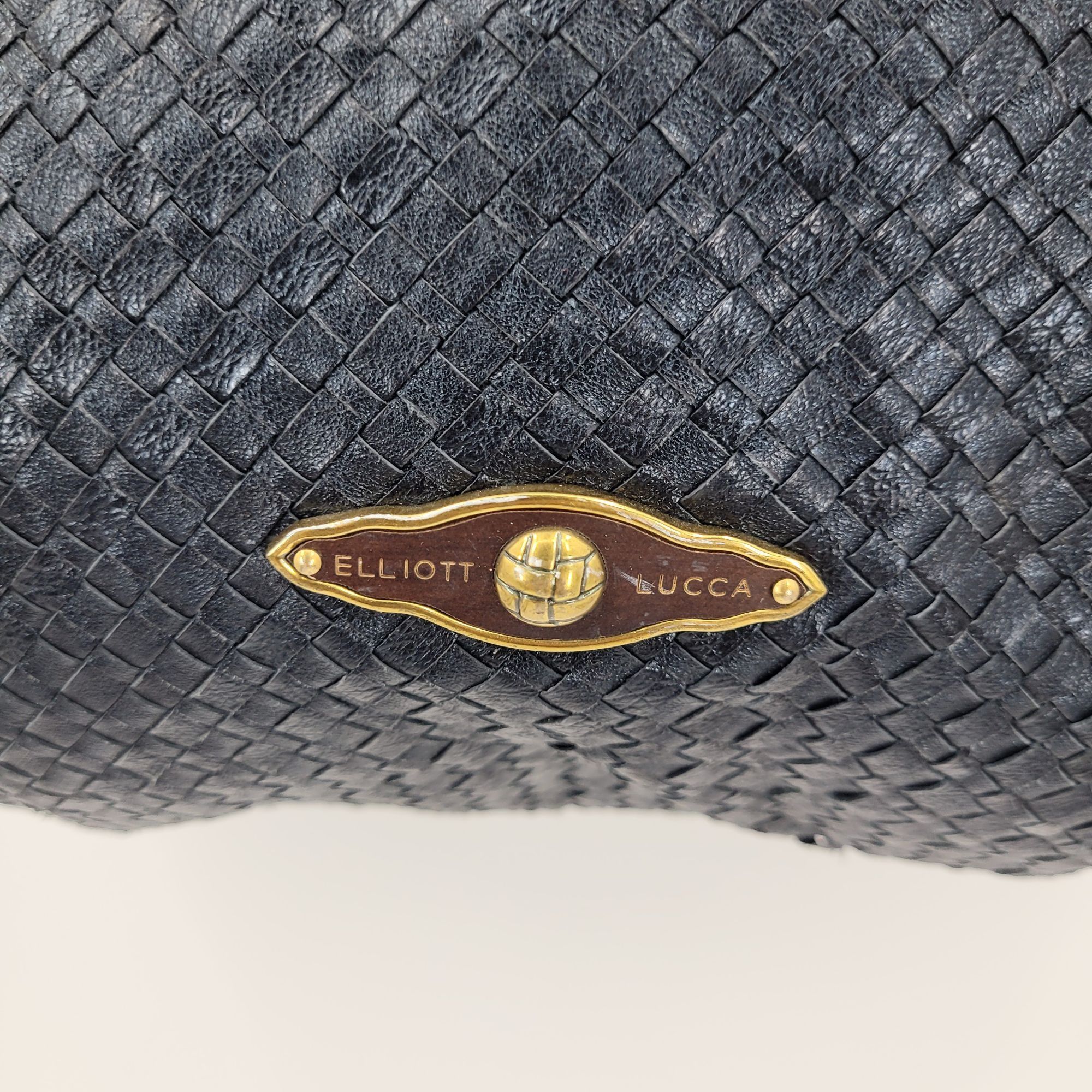 Designer Elliott Lucca Black Basket Woven Leather Shoulder Bag Dual H Size ONE SIZE - 10 Thumbnail