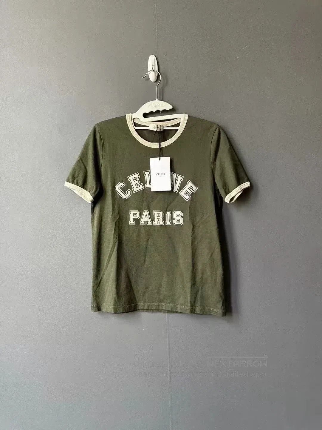Celine celine khaki green logo short sleeve top. Size S / US 4 / IT 40 - 1 Thumbnail