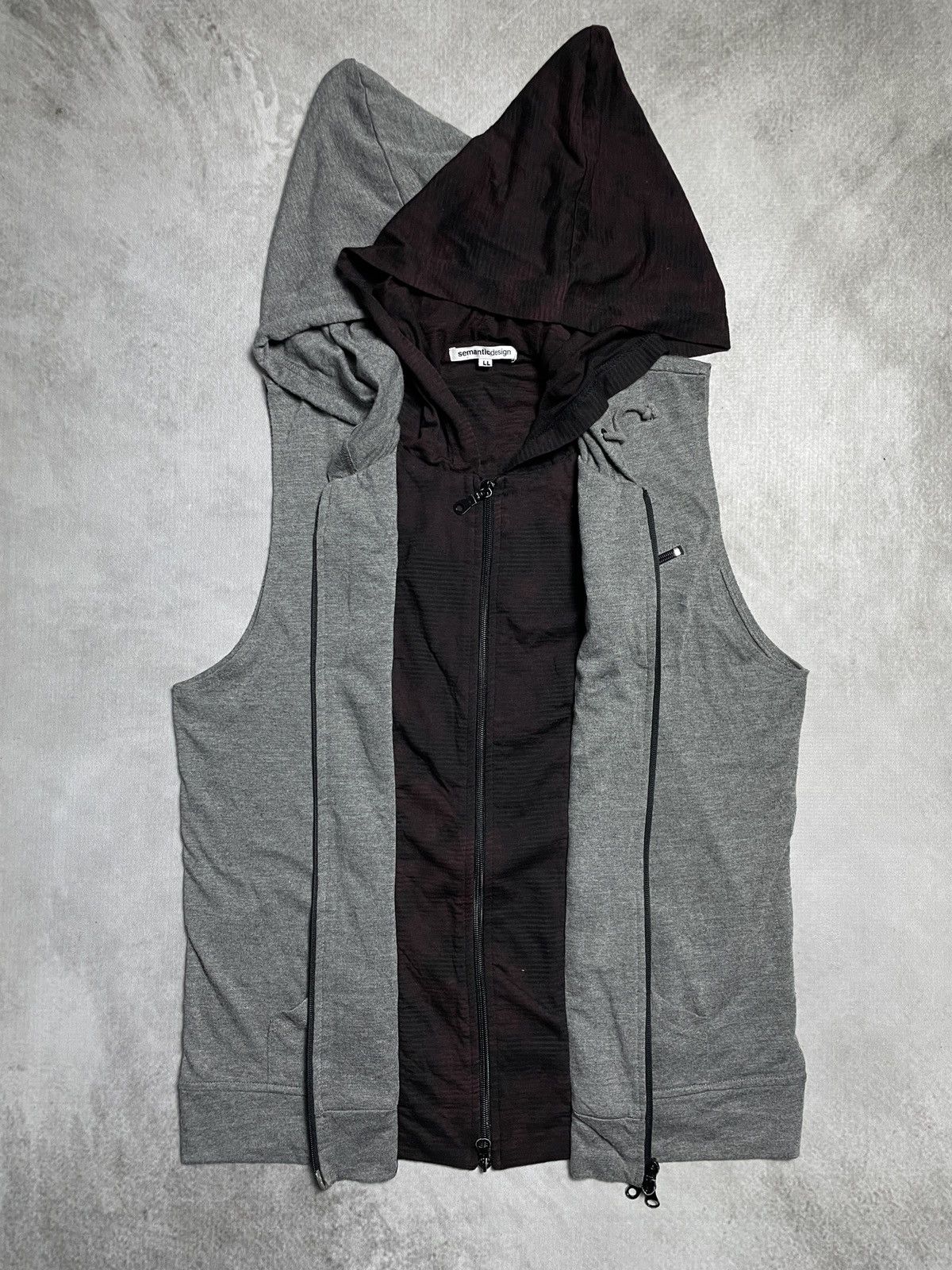 5351 POUR LES HOMMES 2000’s Semantic Design - Double Inner Vkei Style Hooded Vest Size US M / EU 48-50 / 2 - 1 Thumbnail
