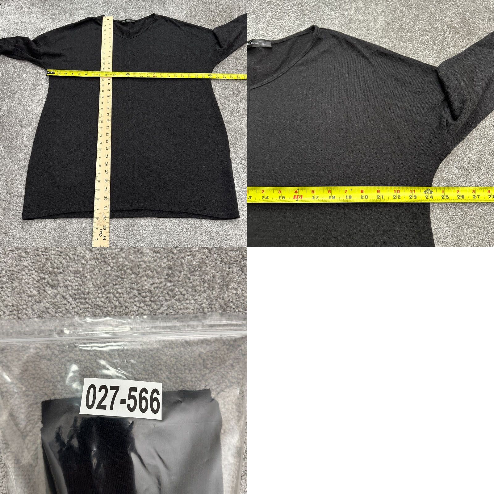 Vintage Style Dome Shift Dress Womens XXL Black V-Neck Knit Sweater Dress Long Sleeve Casual Size XXL / US 16-18 / IT 52-54 - 8 Thumbnail