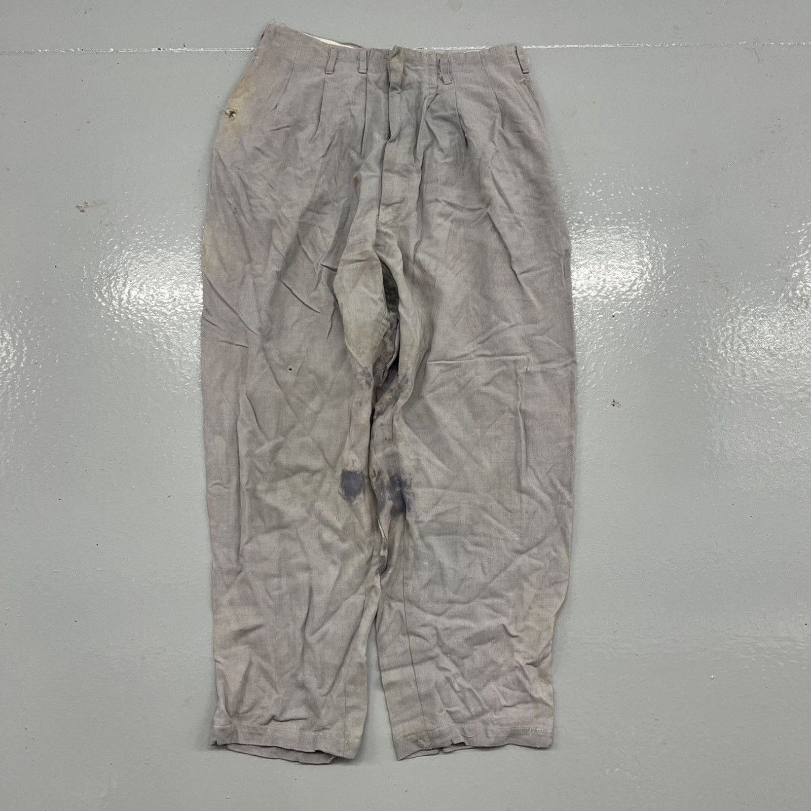 Vintage 50s Blue Faded Rayon Wide Leg Trousers 28x26