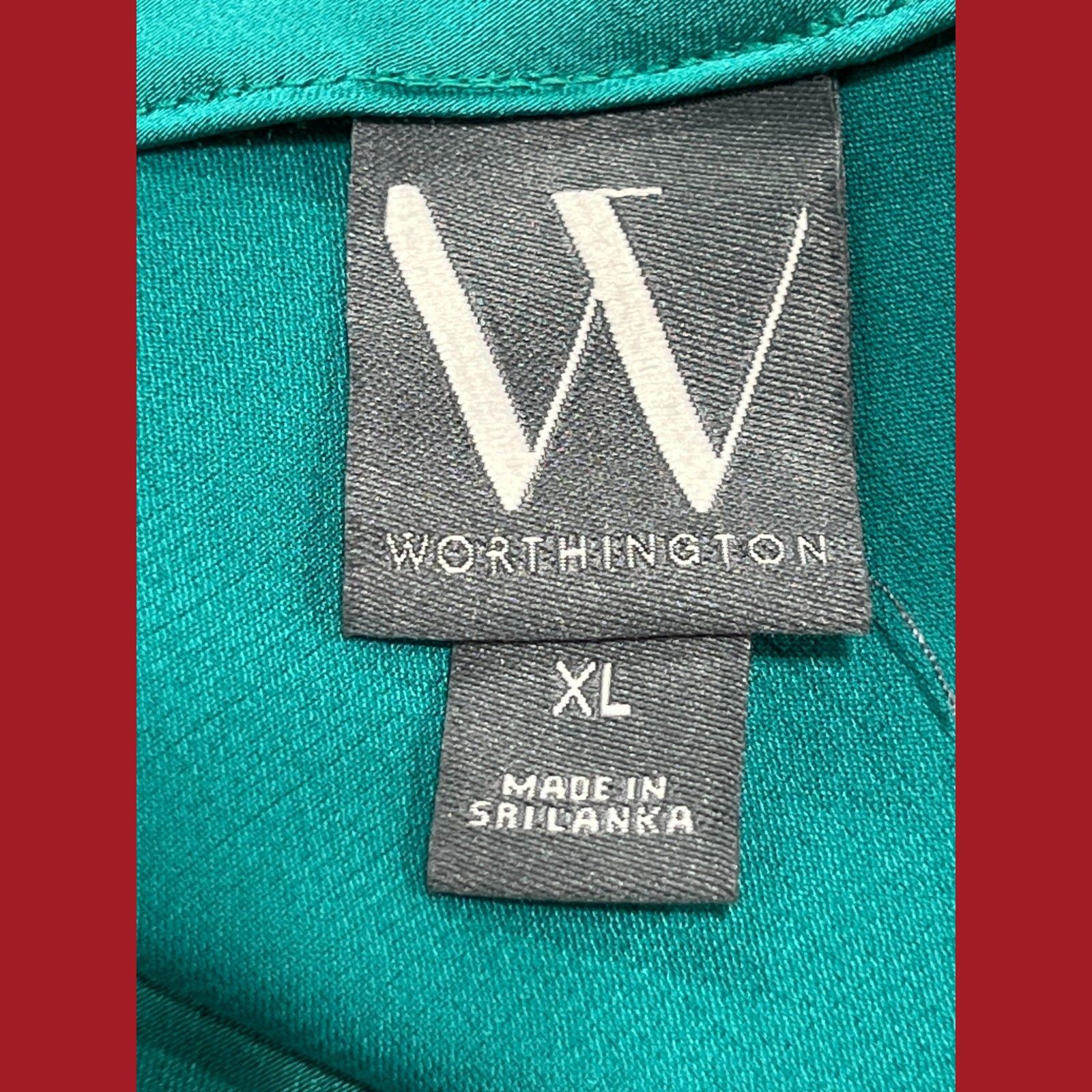 Worthington Worthington - Women's Square Neck Short Sleeve - Satin Blous Size XL / US 12-14 / IT 48-50 - 11 Thumbnail