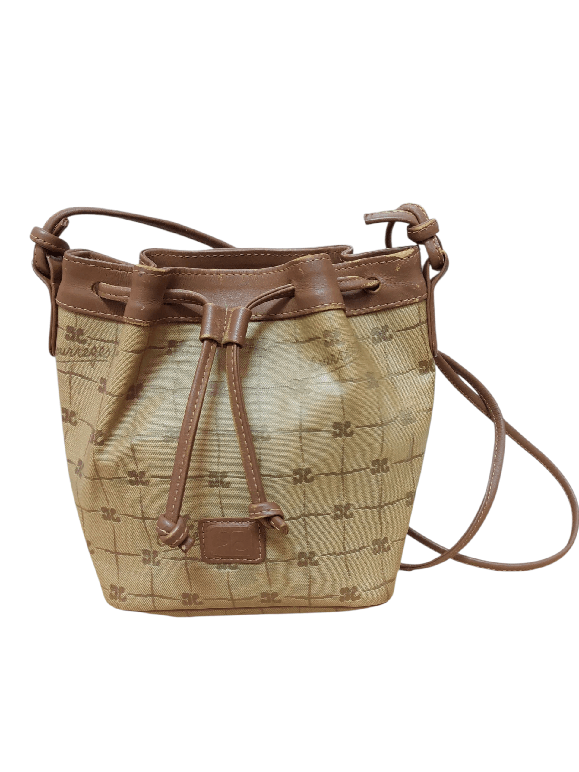 Courreges Vintage Courreges Bucket Crossbody Monogram Leather Trim Bag Size ONE SIZE - 2 Thumbnail
