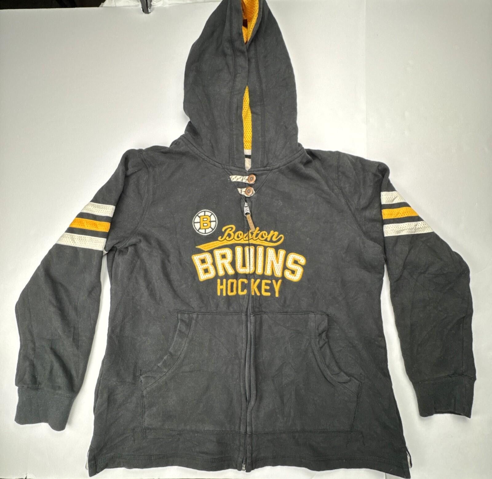 Ccm CCM Boston Bruins Hockey Full Zip Hoodie Large Black Gold Size L / US 10 / IT 46 - 1 Thumbnail