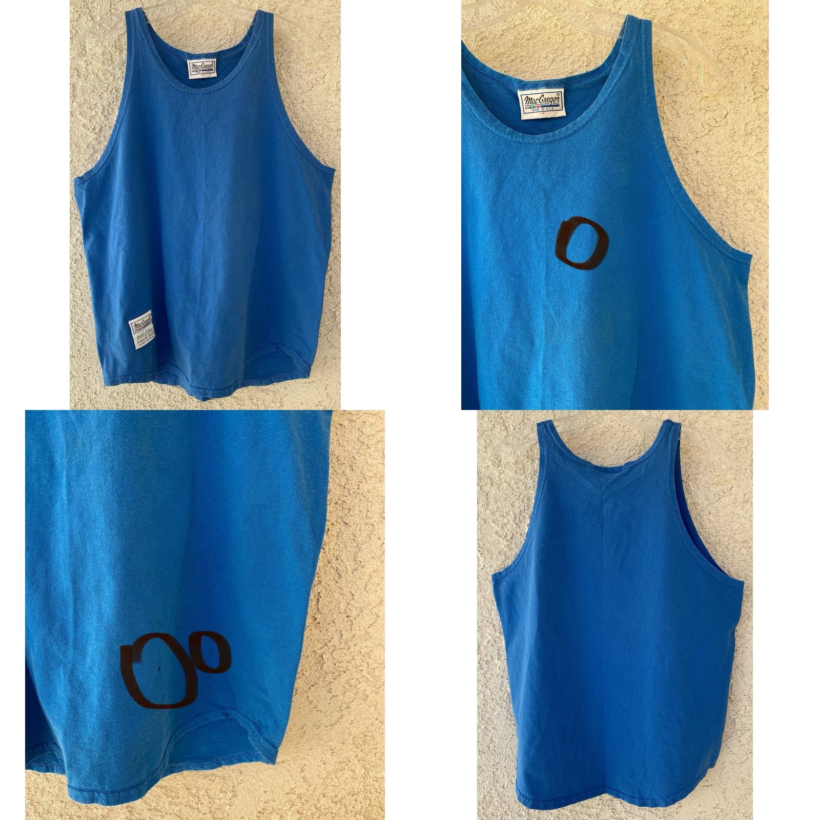 McGregor VINTAGE MacGregor Athletic Tank Top Blue 80s 90s Mens M Worn Hole Made In USA Size US M / EU 48-50 / 2 - 9 Thumbnail