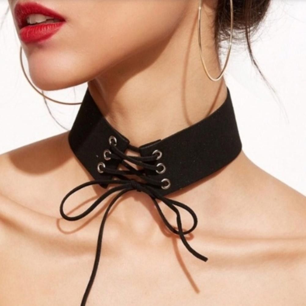 Designer White Laced Faux Leather Velvet BowKnot Choker Size ONE SIZE - 3 Thumbnail