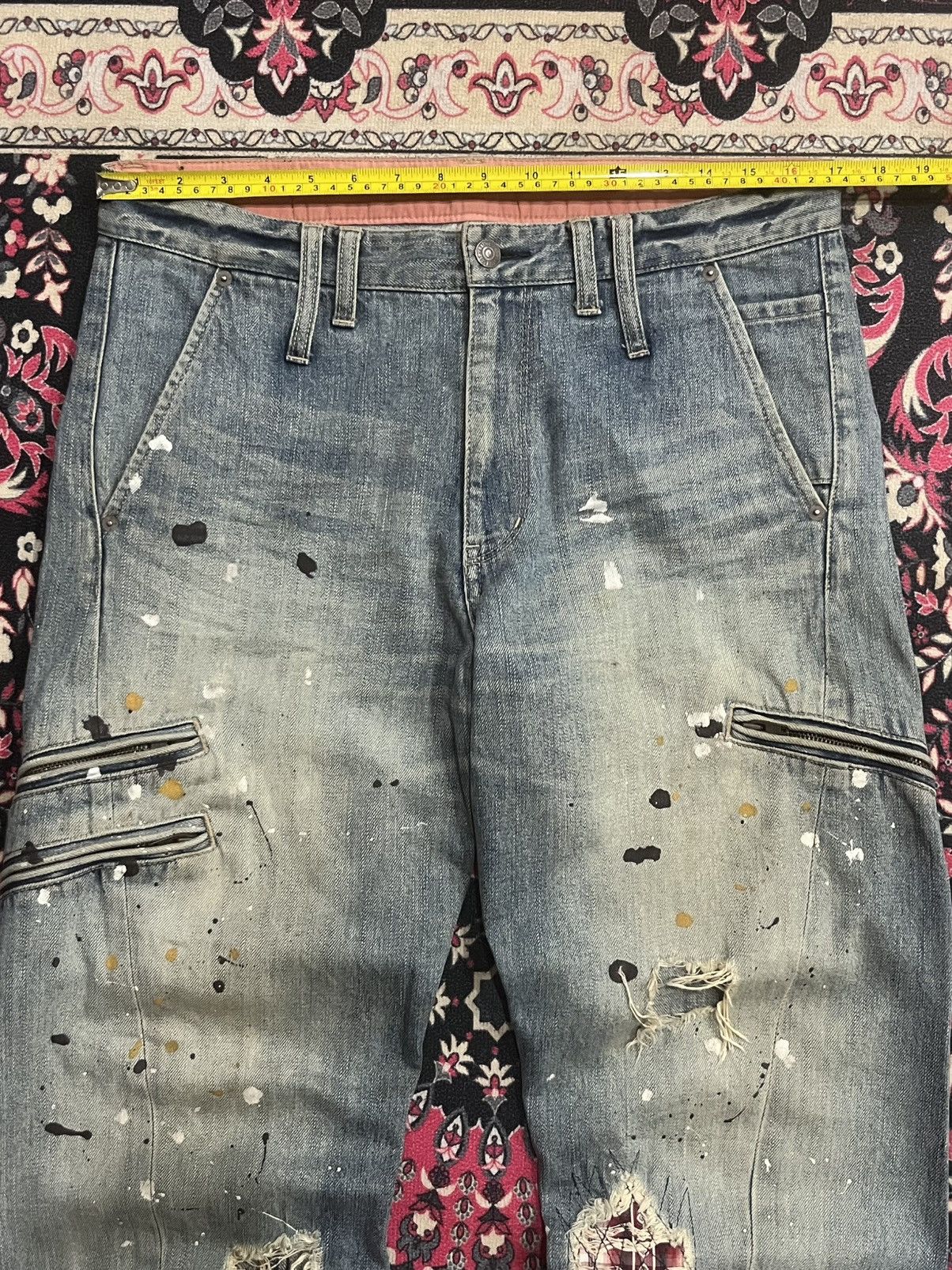 Le Grande Bleu (L.G.B.) Rattle Trap Paint Splattered Multizipper Distressed Jeans Size US 34 / EU 50 - 15 Thumbnail