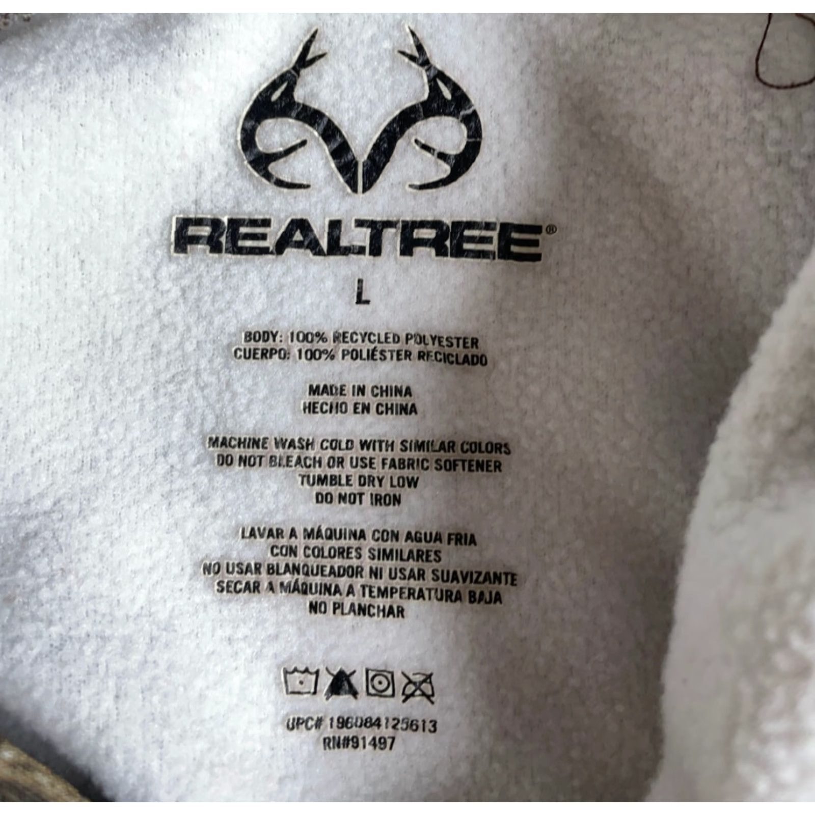 Realtree Realtree Camouflage Hoodie Men's Large Brown Pullover Polyester Fleece Hooded Camping Outdoor Nature Logo Shirt Mens Size US L / EU 52-54 / 3 - 3 Thumbnail