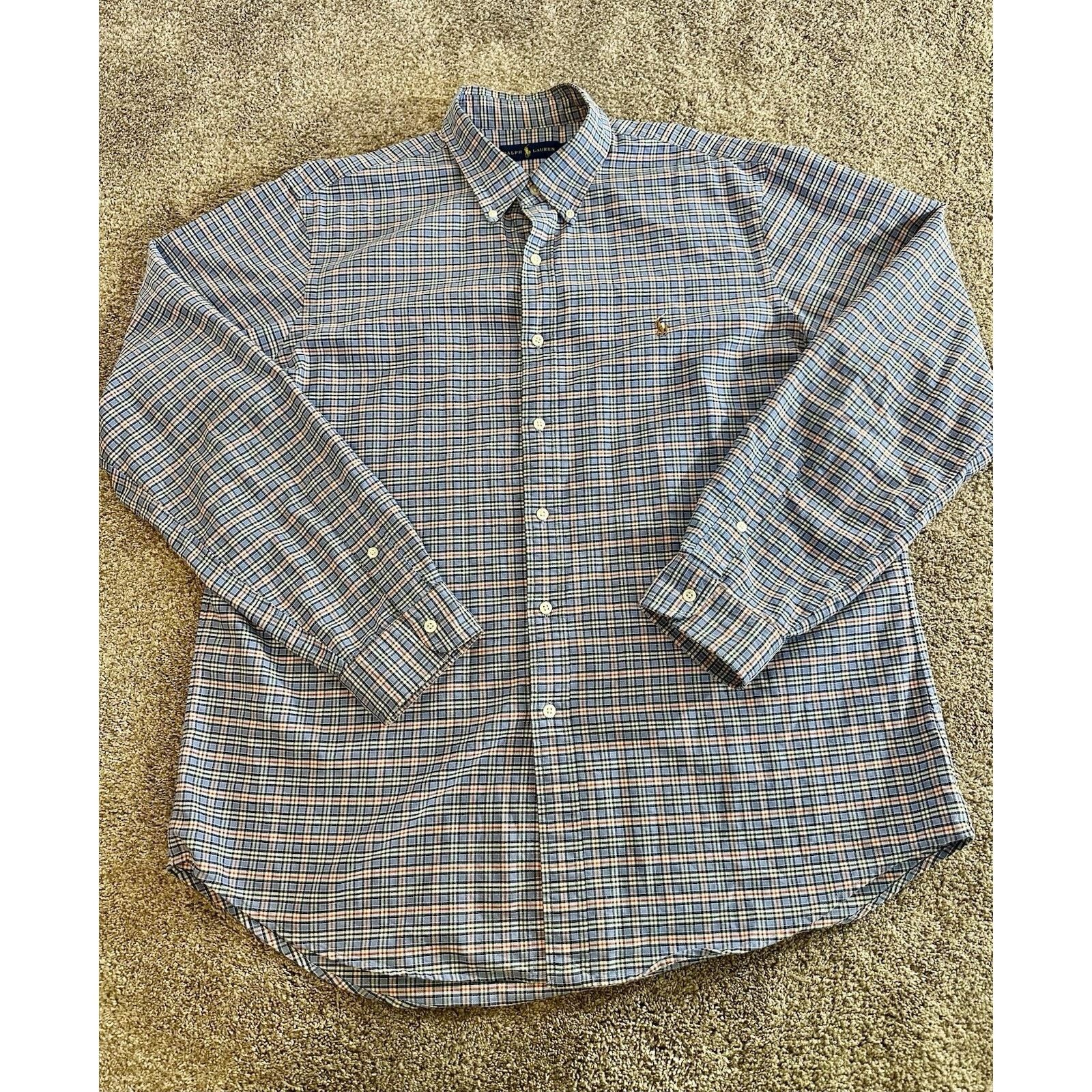 Polo Ralph Lauren Ralph Lauren Dress Shirt Mens XL Plaid Flesh Pony Size US XL / EU 56 / 4 - 2 Thumbnail