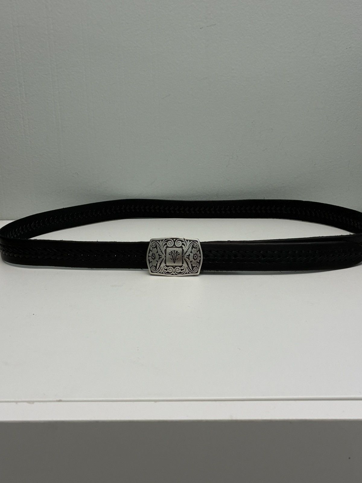 John Varvatos 25 MM Winston Plaque Belt Size 38 Size 38 - 3 Thumbnail