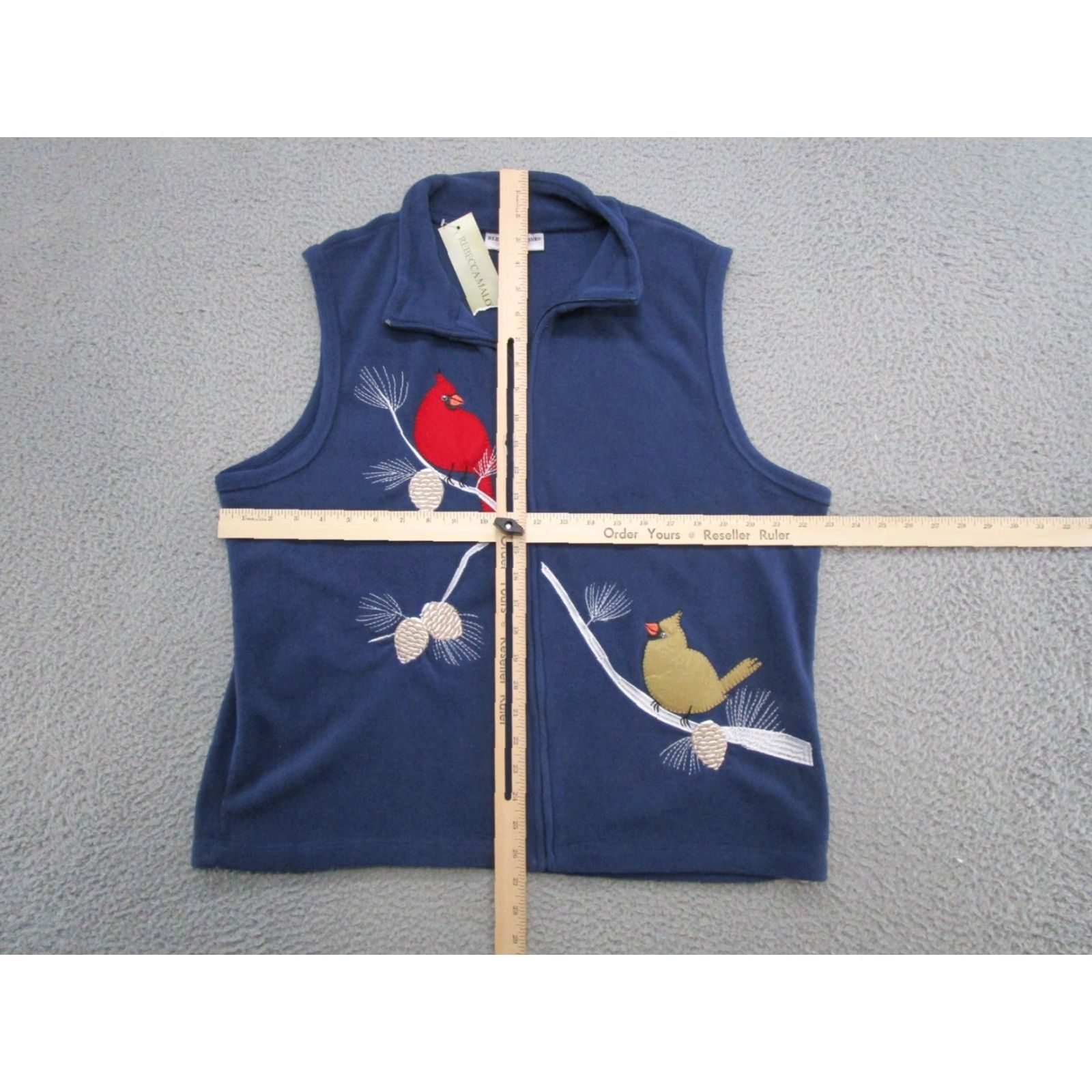 Vintage Rebecca Malone Vest Women L Blue Fleece Full Zip Embroidered Bird NEW Size L / US 10 / IT 46 - 4 Thumbnail