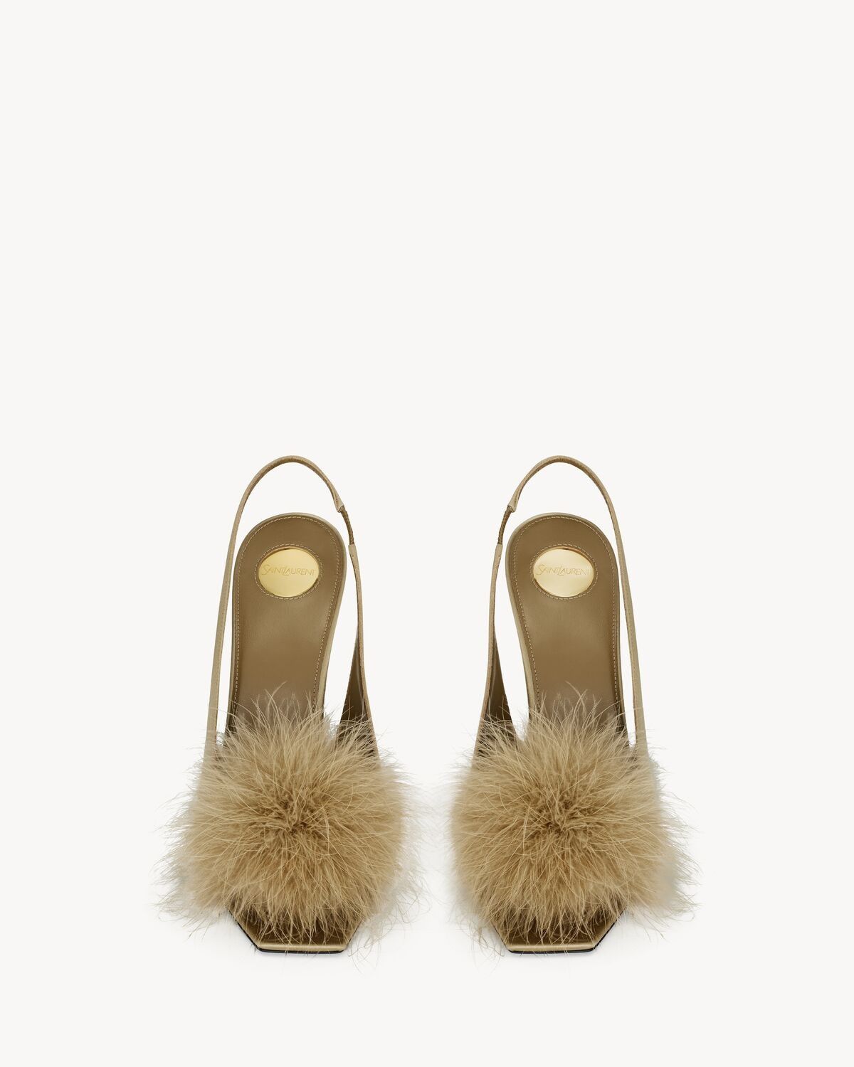 Saint Laurent Paris o1s1wg111225 805757 Paradis-Sandals in Satin and Feathers Size US 7 / IT 37 - 2 Thumbnail