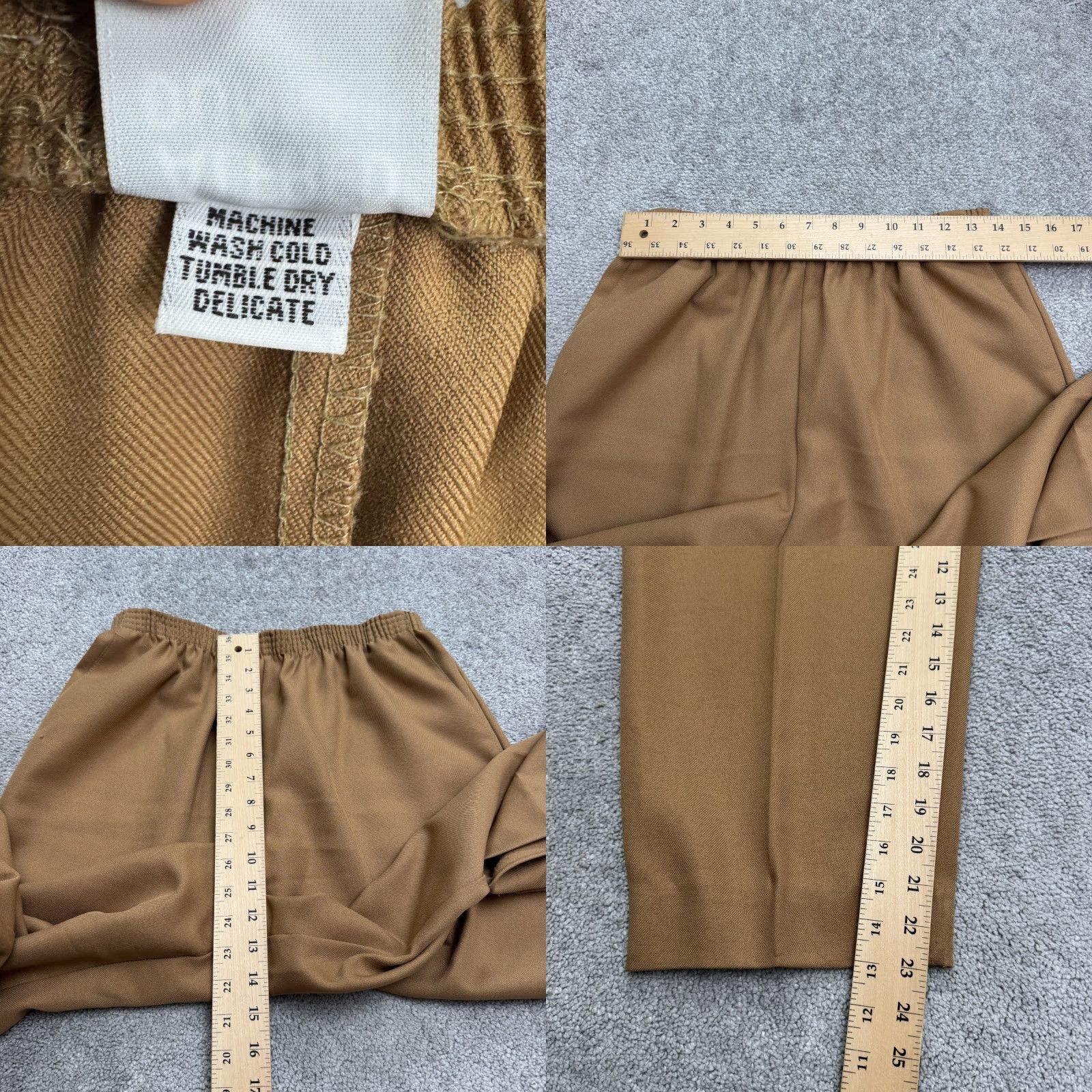 VINTAGE Alfred Dunner Pull On Cropped Dress Pants Womens 12 Camel Brown 90s  Classic