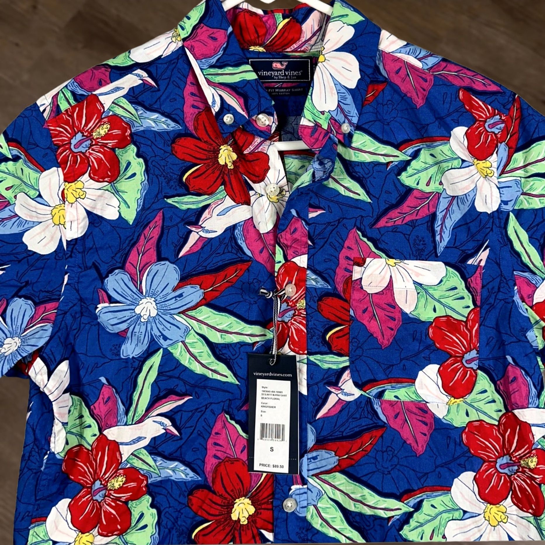 Vineyard Vines VINEYARD VINES Murray Shirt Men S Blue Beach Floral Slim Fit Button Up Short Sleeve Cotton Navy Beach Floral Pattern Casual Travel Mens Size US S / EU 44-46 / 1 - 1 Thumbnail
