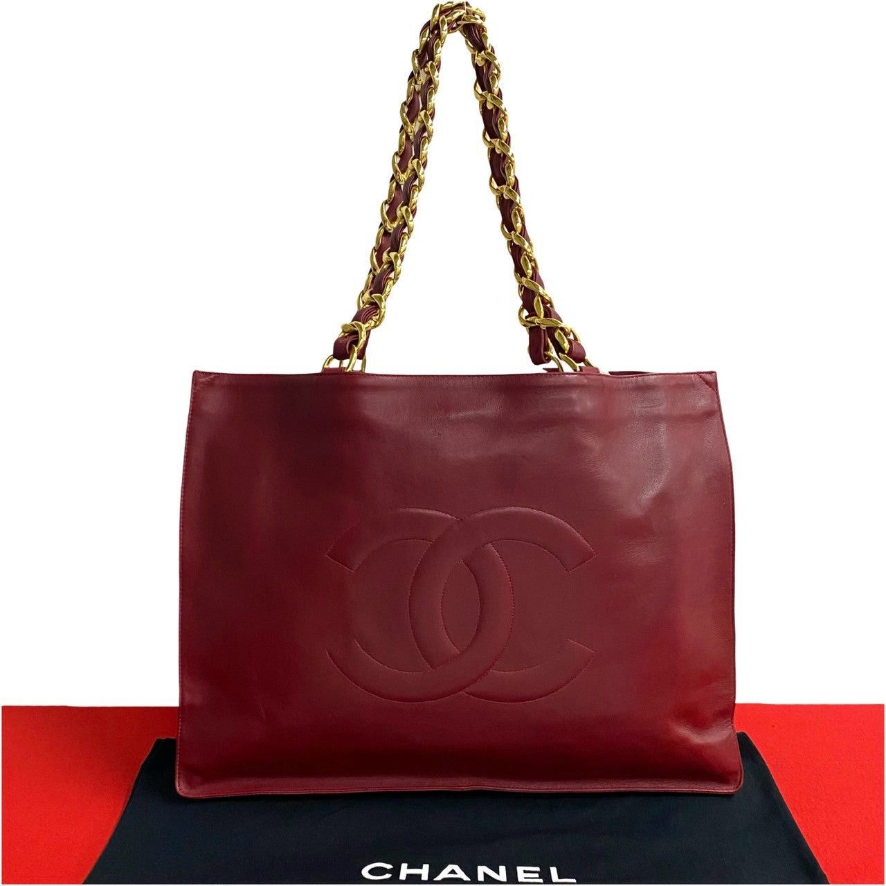 Chanel Chanel Tote Bag Red Leather Size ONE SIZE - 1 Thumbnail