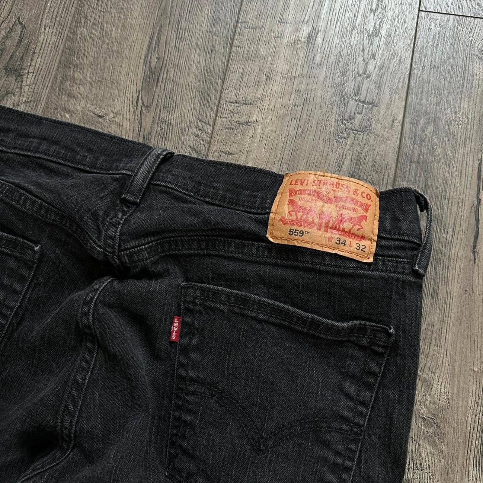 Levi's × Vintage Vintage Black Levis 559 Dark Denim Straight Fit Jeans Pants Size US 36 / EU 52 - 8 Thumbnail