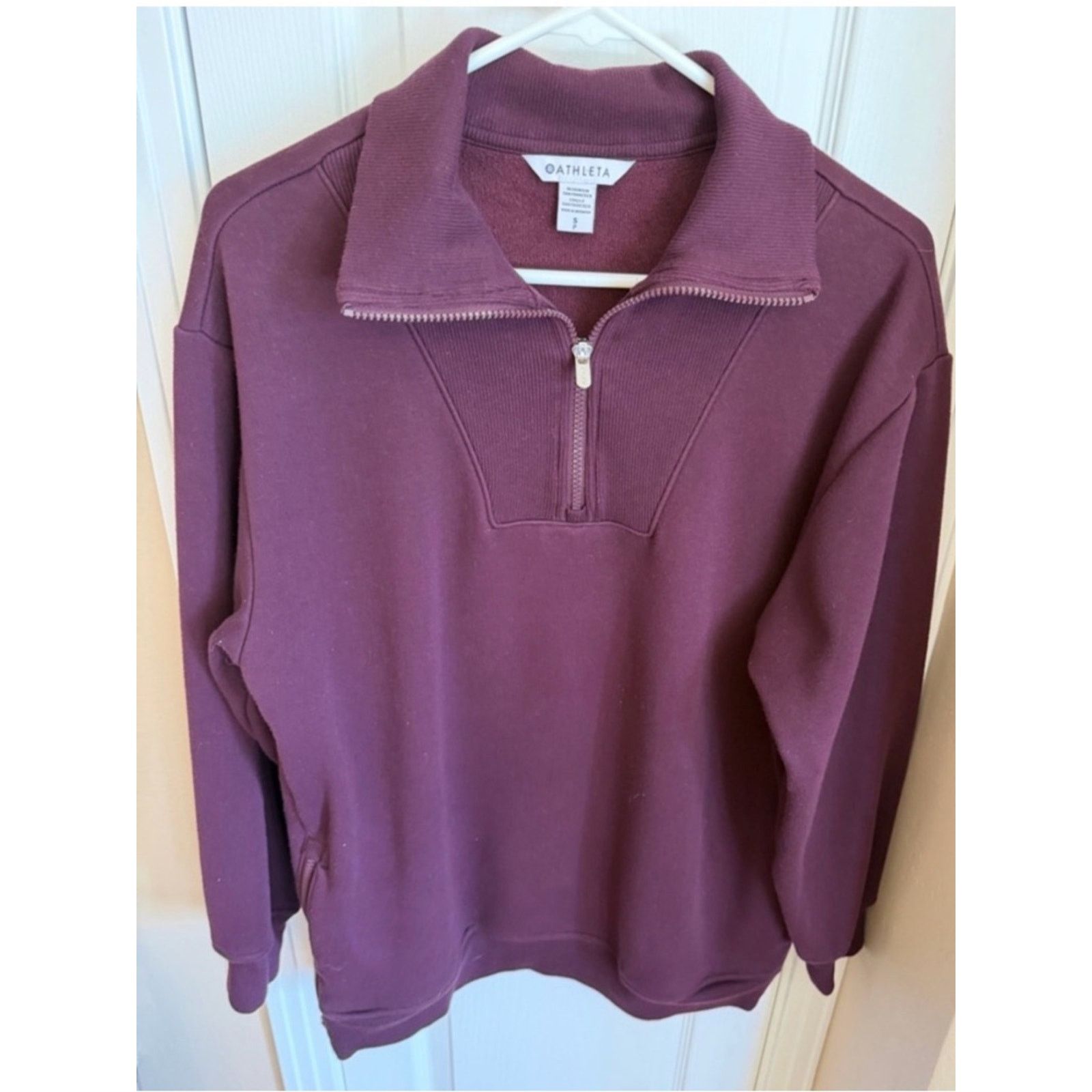 Athleta ATHLETA FOREVER FLEECE PLUM 1/4 ZIP COLLARED SWEATSHIRT SZ M Size M / US 6-8 / IT 42-44 - 1 Thumbnail