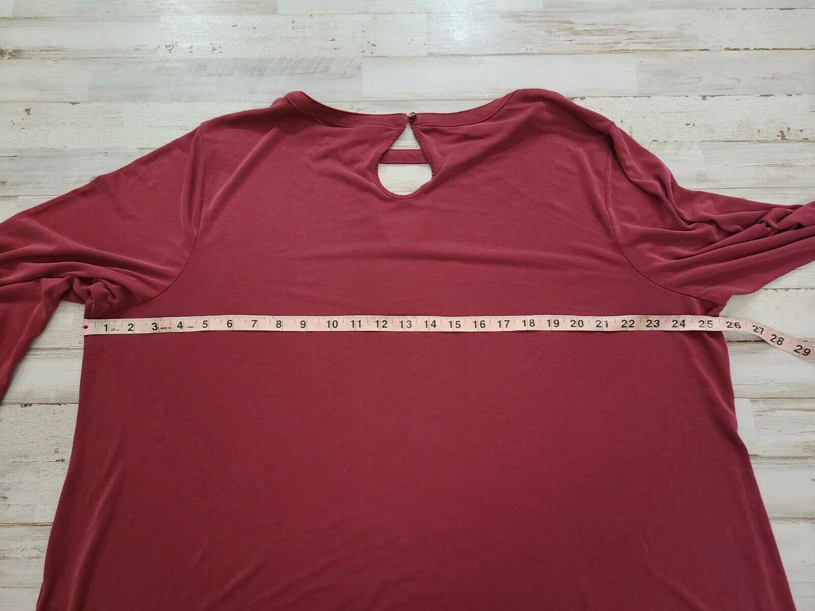 Cartoon Network Cato Top 22/24w Maroon Key Hole Neck Long Sleeve Top 3x Size 3XL / US 20-22 - 2 Thumbnail