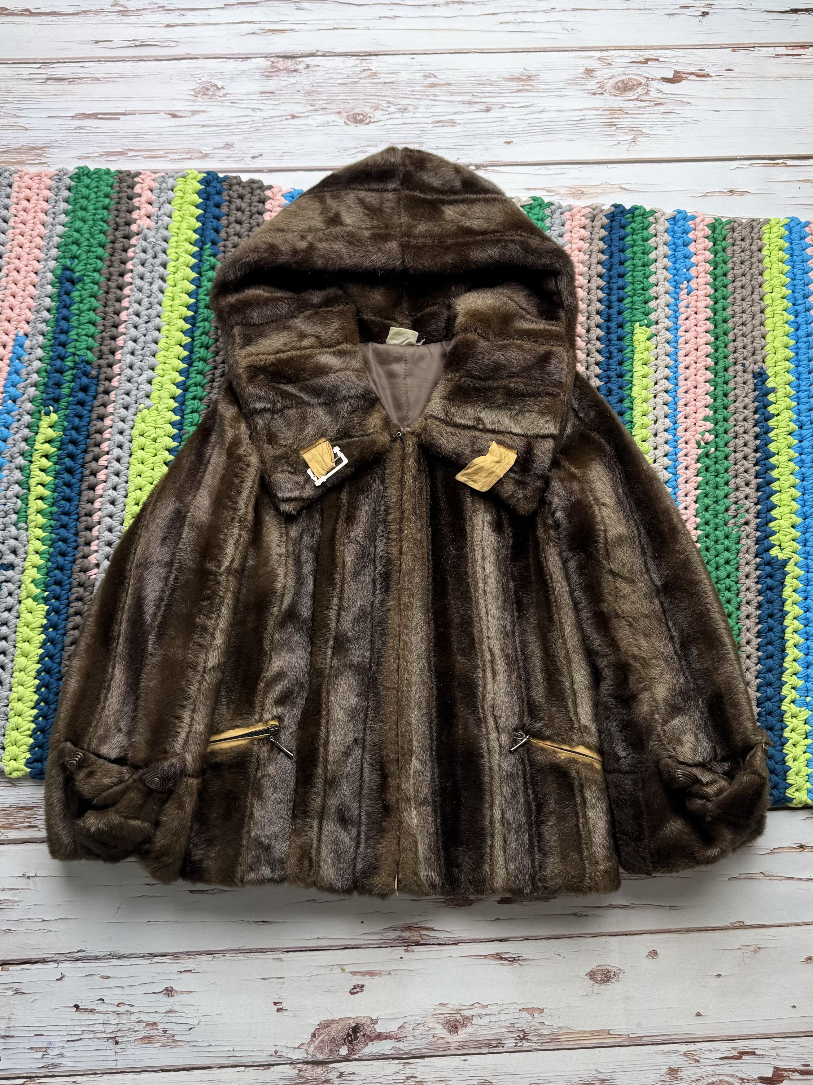 Vintage Faux Fur Hooded Coat