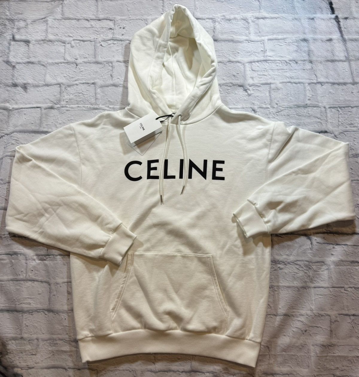 Celine Paris Classic Logo Loose Hoodie in Cotton Fleece NWT
