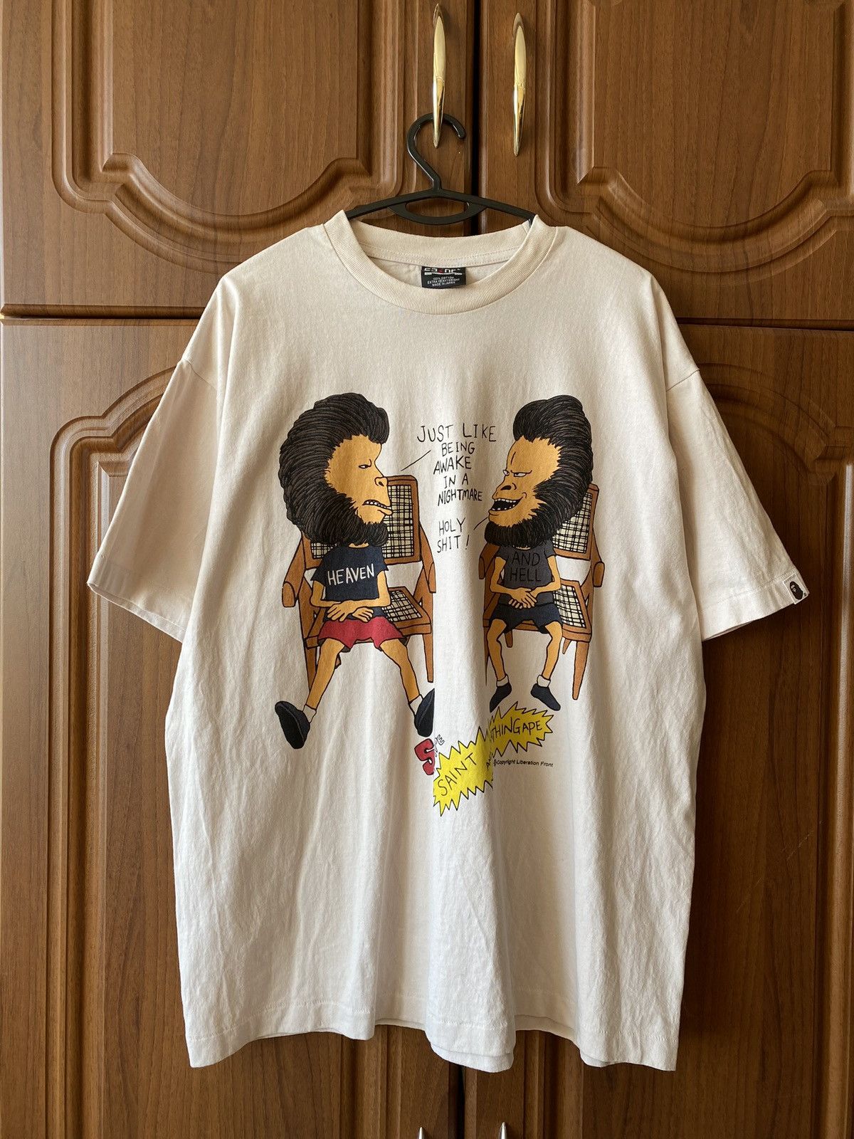 image of Bape Heaven & Hell Tee T-Shirt in Beige, Men's (Size Large)