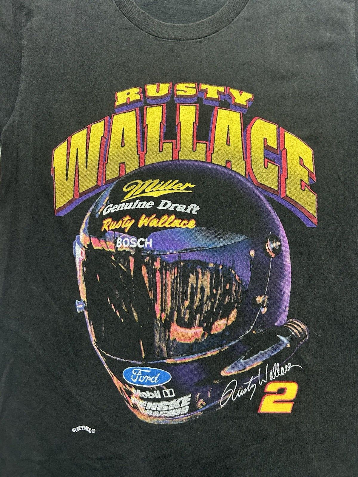 Vintage Vtg t shirt rusty wallace nascar miller beer faded large Size US L / EU 52-54 / 3 - 2 Thumbnail