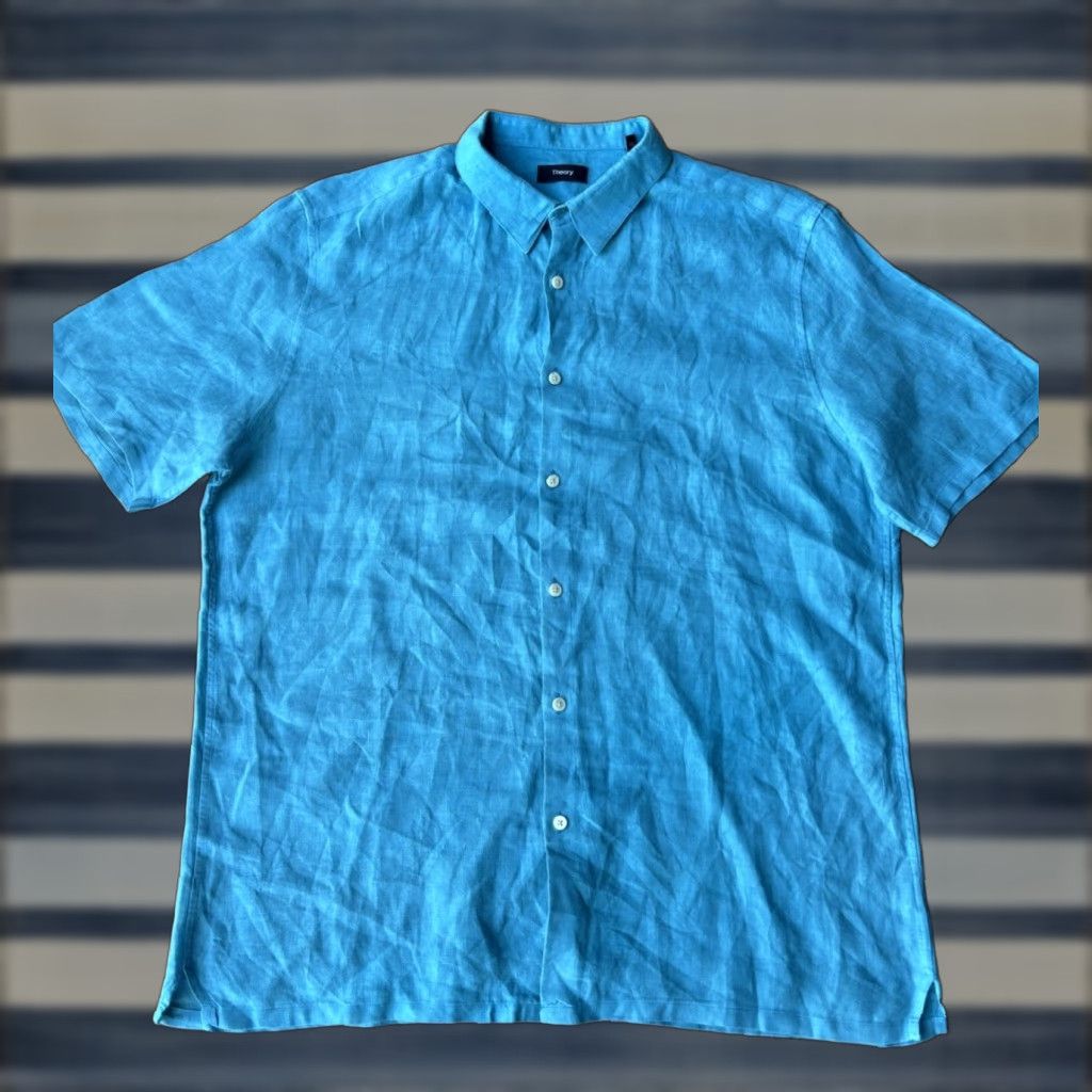 Theory Theory Button-Down Shirt Men’s XL 100% Linen Blue Regular size fits Mens Shirt Size US XL / EU 56 / 4 - 1 Thumbnail