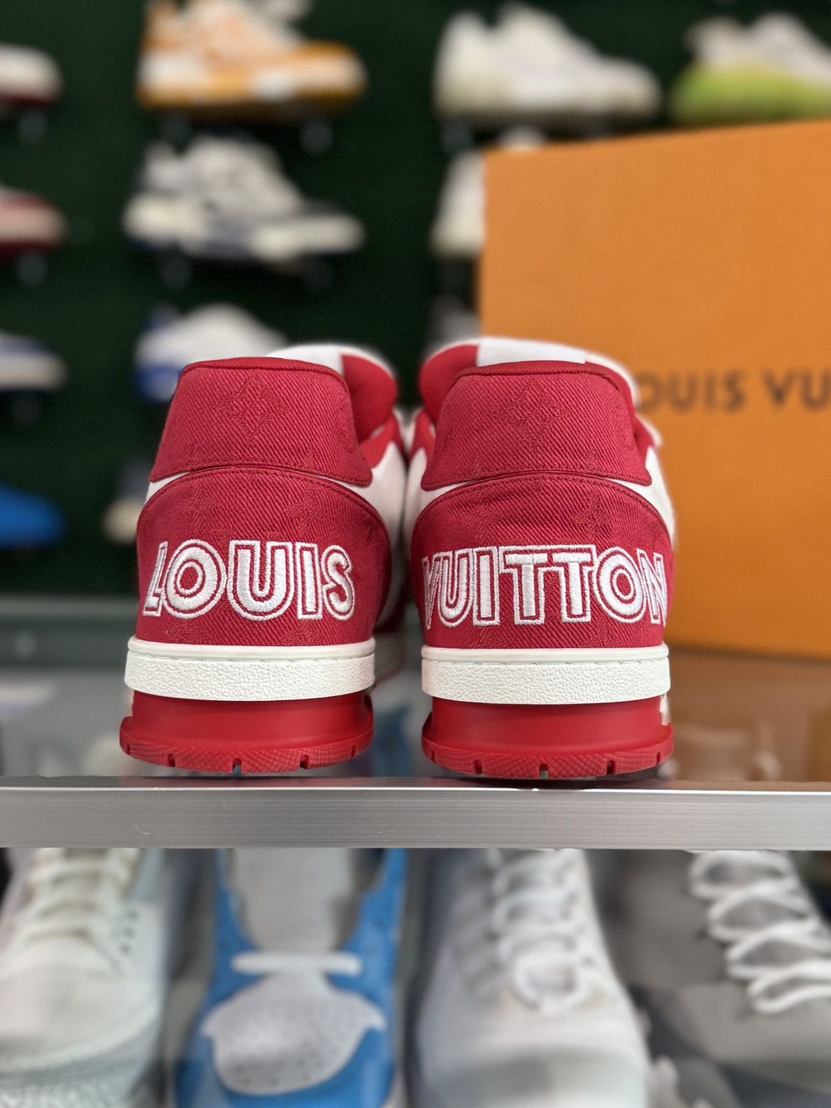 Louis Vuitton Louis Vuitton Trainer Velcro Strap Red Monogram Denim Size US 10.5 / EU 43-44 - 7 Thumbnail