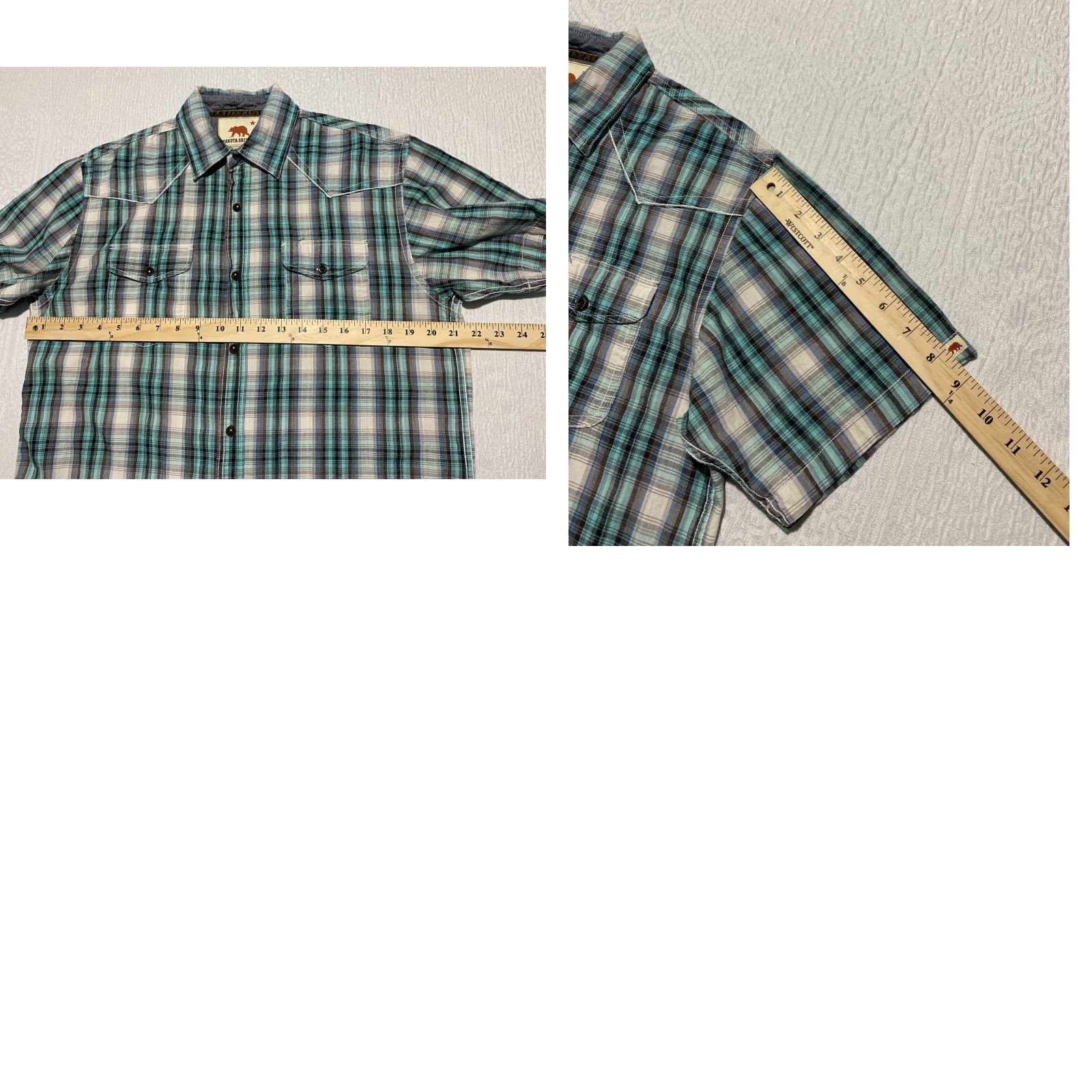 Vintage Dakota Grizzly Shirt Mens M Green Blue Plaid Pearl Snap Casual Western Cowboy Shirt Size US M / EU 48-50 / 2 - 8 Thumbnail