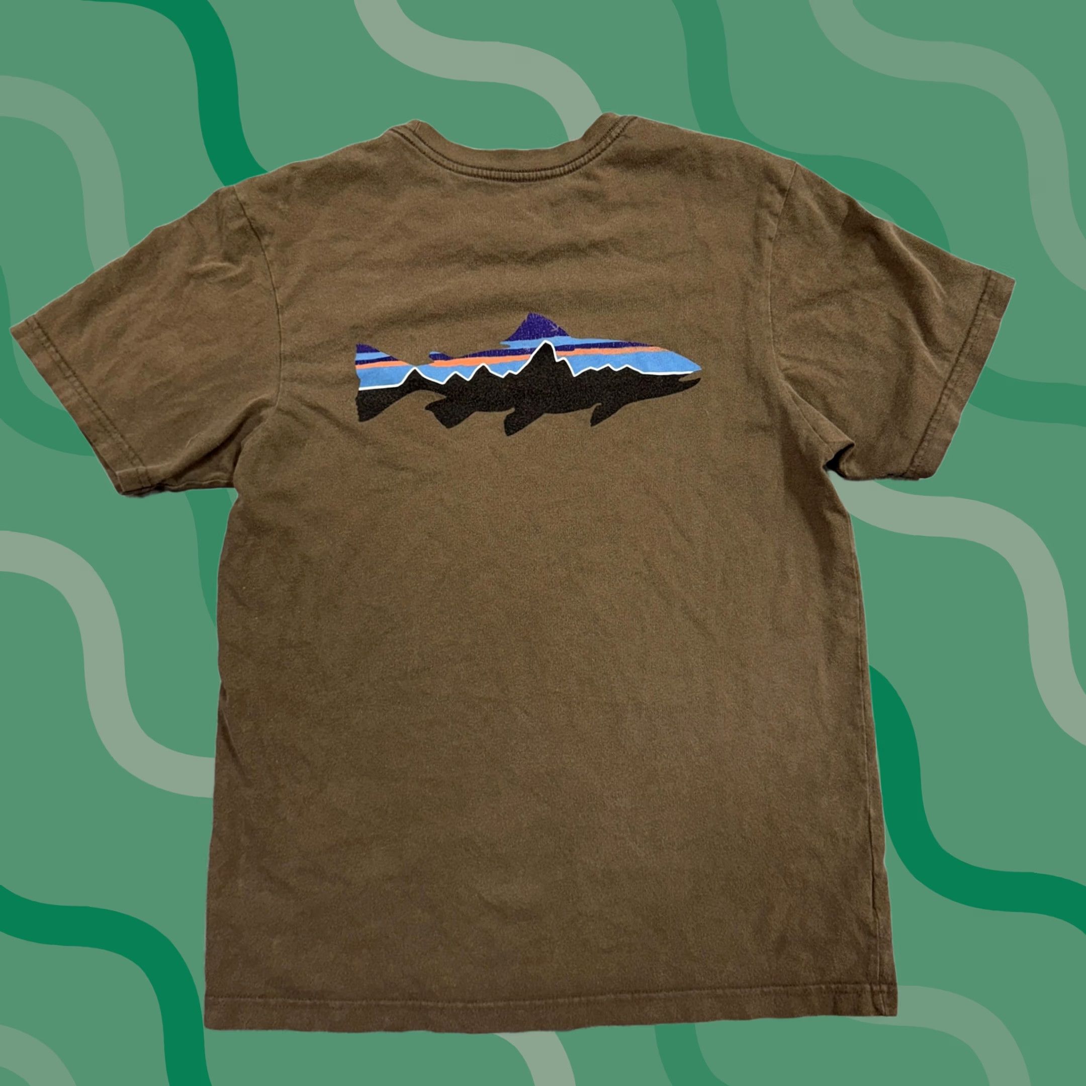 Patagonia Patagonia Shirt Mens Small Brown Fitz Roy Trout Organic Cotton Made in USA Tee Size US S / EU 44-46 / 1 - 1 Thumbnail