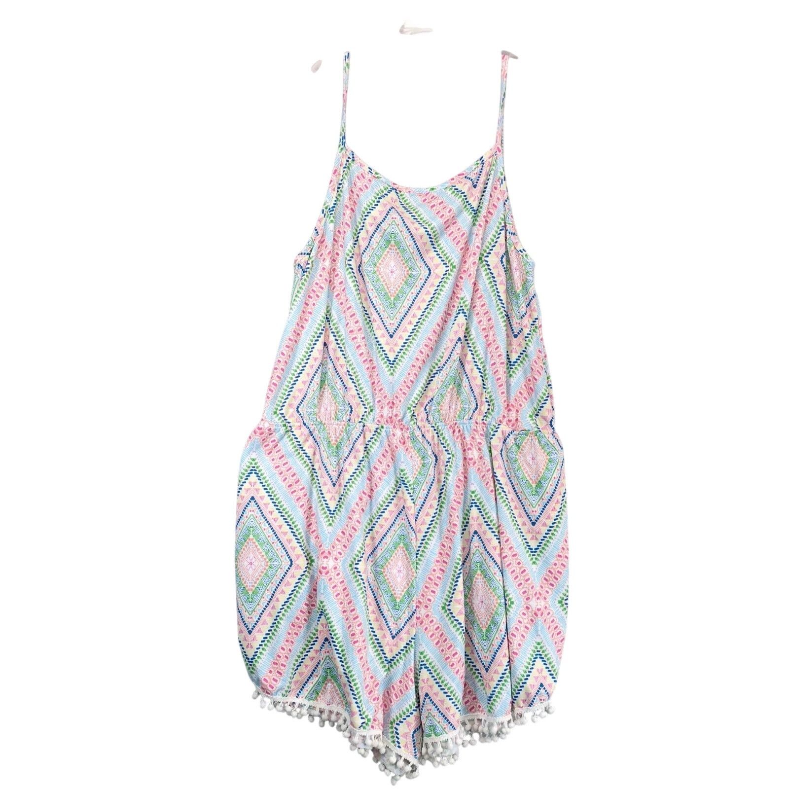 Joe Boxer Joe Boxer Tank Romper Women's XL Pom Pom Fringe Geometric Size 38" / US 16 / IT 52 - 2 Thumbnail