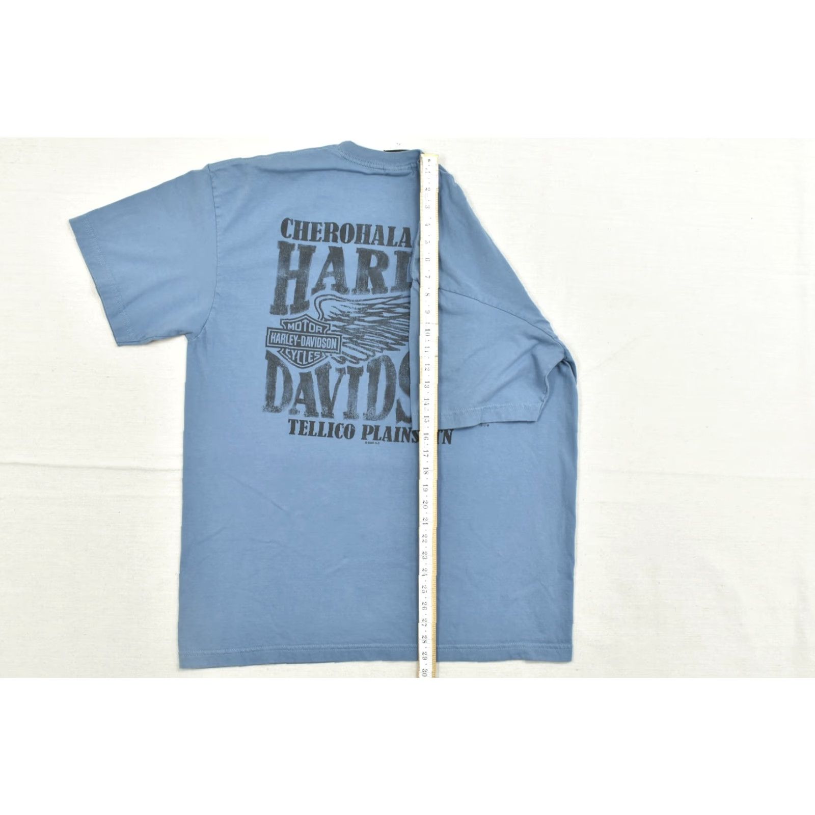 Harley Davidson Harley-Davidson T-Shirt Men XL Blue Cherohala Skyway Tellico Plains TN Double-Sided Print Crew Neck Short Sleeve Cotton Spring Summer 2010-2019 Size US XL / EU 56 / 4 - 5 Thumbnail