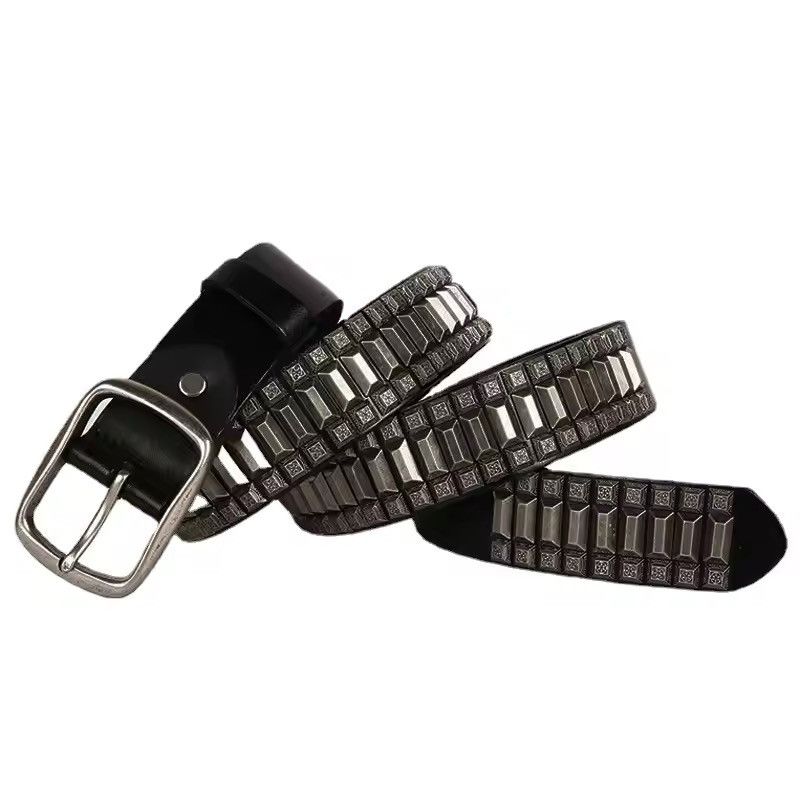Leather × Vintage Men leather studded pin buckle belt Size ONE SIZE - 1 Thumbnail