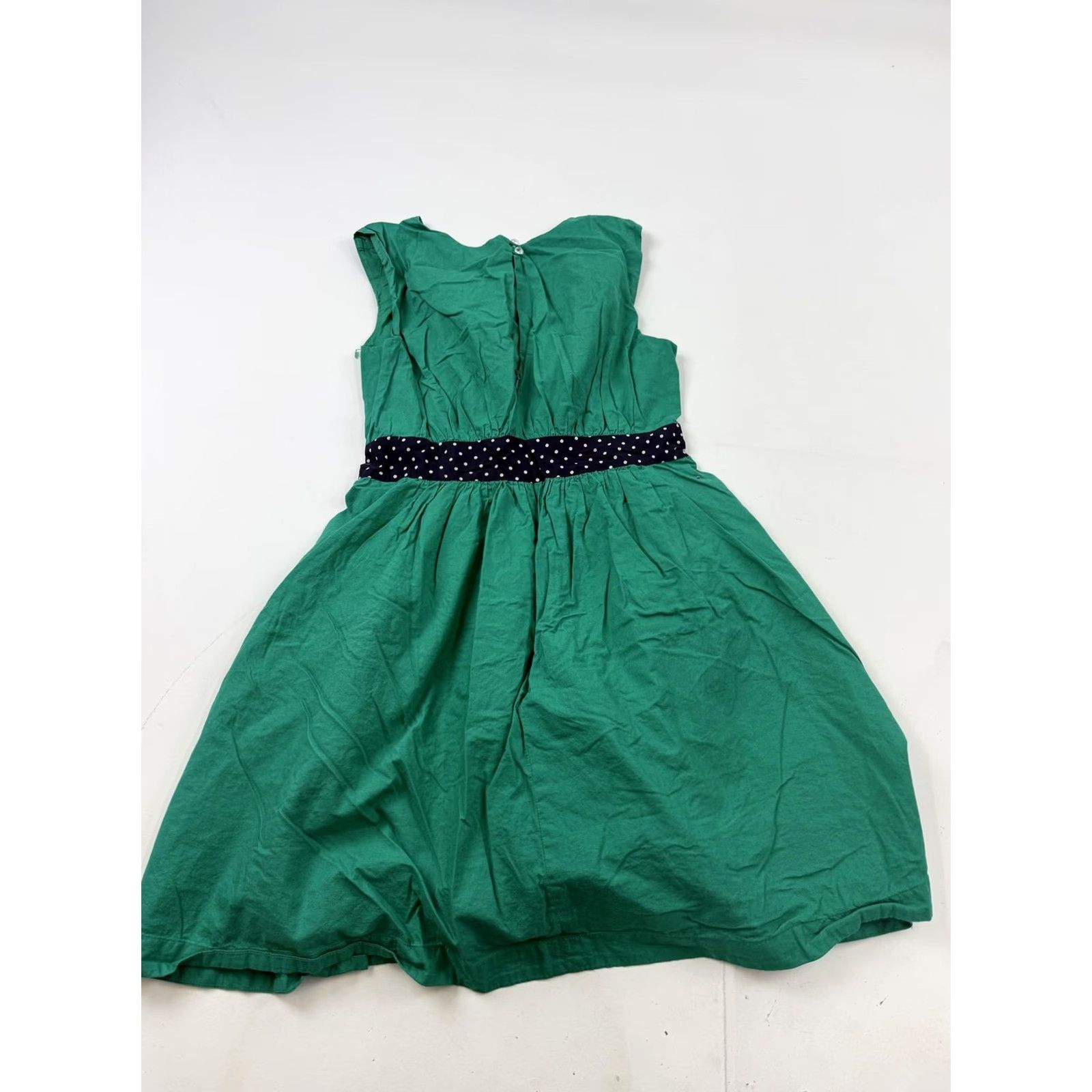 Vintage VINTAGE? No - Emily and Fin Dress Womens Small Green Polka Dot Waist Fit & Flare Cotton Size S / US 4 / IT 40 - 6 Thumbnail