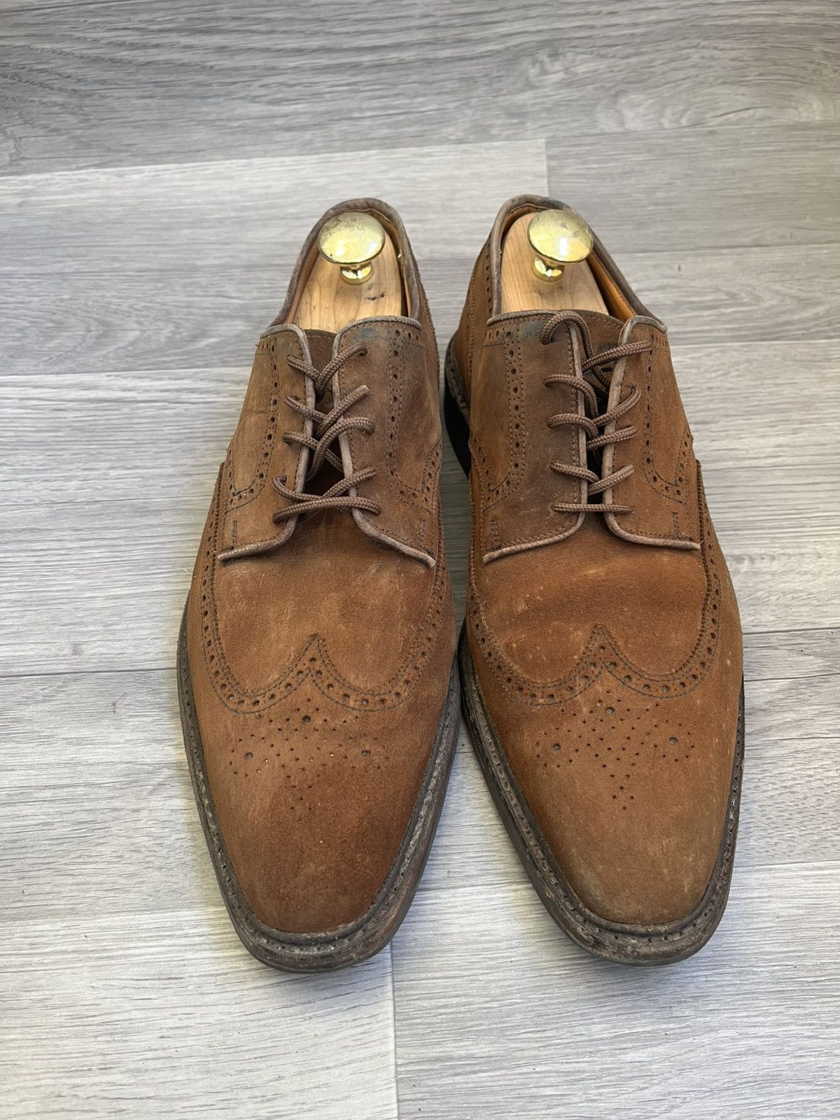 Crockett & Jones Crockett & jones brown suede wingtip oxford leather shoes Size US 10.5 / EU 43-44 - 4 Thumbnail