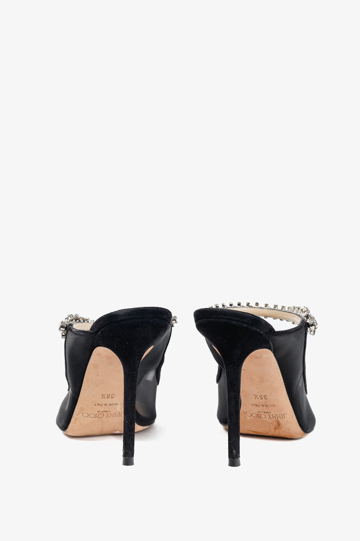 Jimmy Choo Jimmy Choo Bing 100 Mesh & Suede Crystal-Embellished Mules Size US 8 / IT 38 - 3 Thumbnail