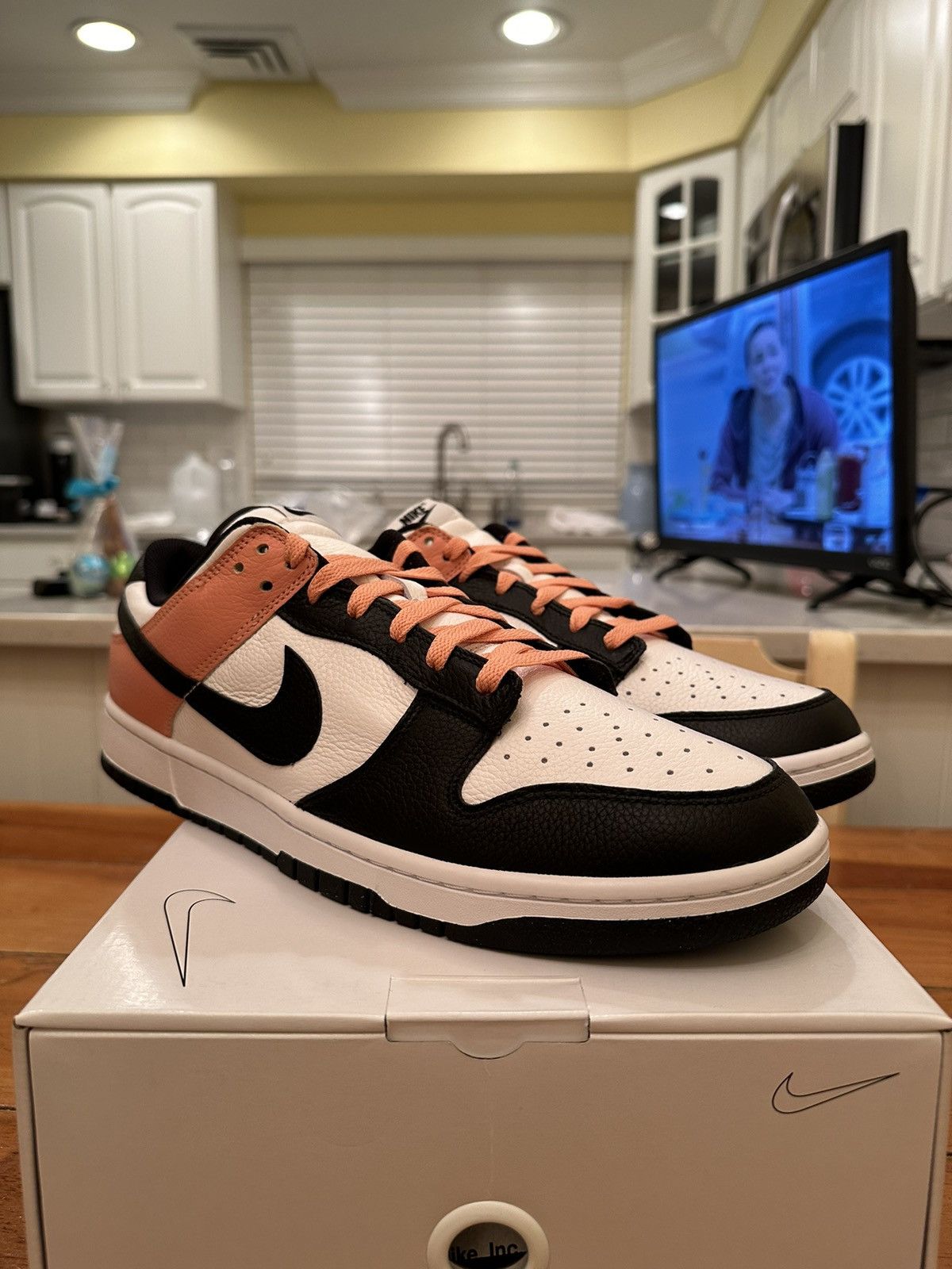 image of “Art Basel Rust Pink” Nike Dunk Low By You Shoes in Black/White/Pink, Men's (Size 13)