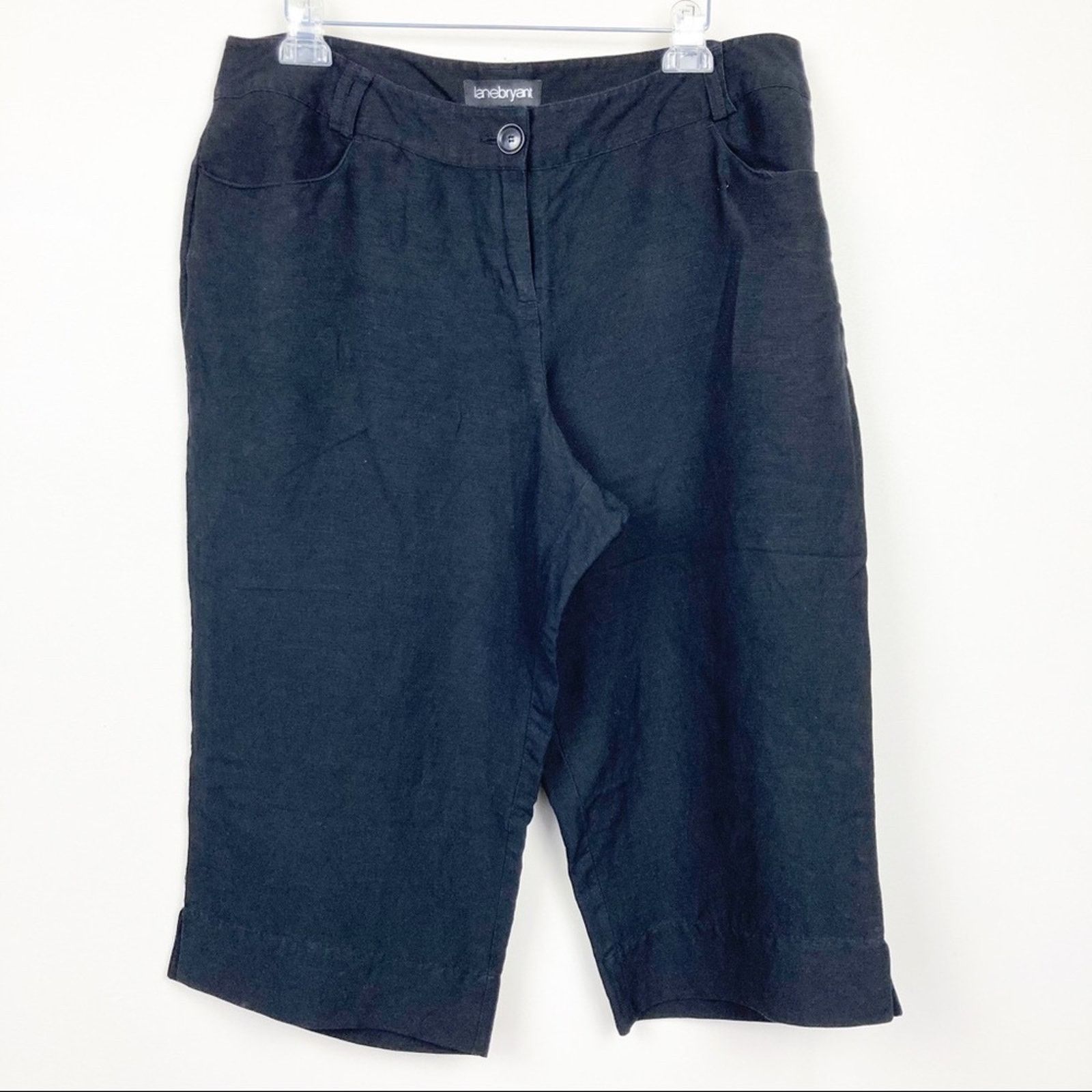 Other Lane Bryant linen blend black cropped pants Sz 16 Size 38" / US 16 / IT 52 - 4 Thumbnail